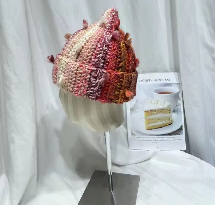 Japanese Brand Niche Colored Fringed Wool Beanie Hat Size ONE SIZE - 3 Thumbnail