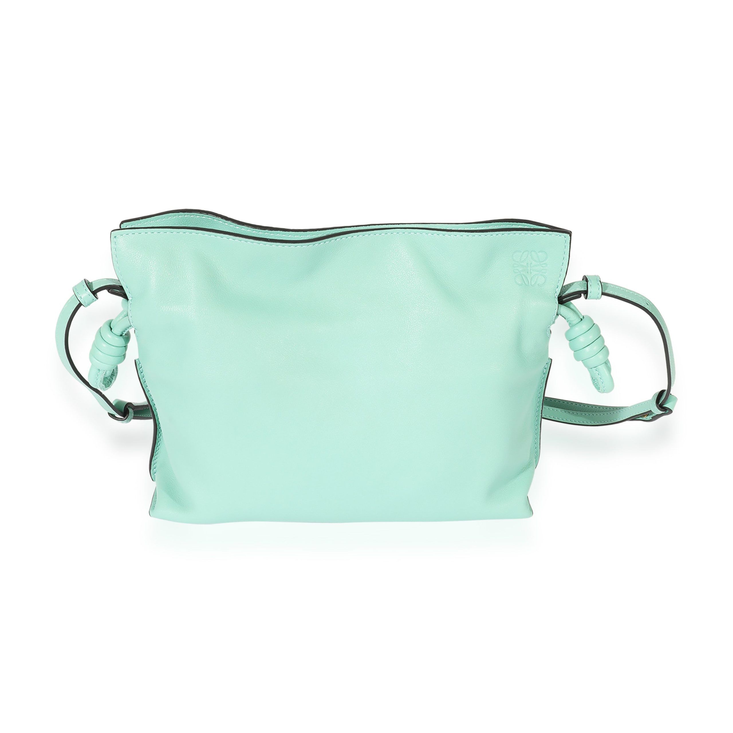 image of Loewe Blue Leather Flamenco Mini Clutch, Women's