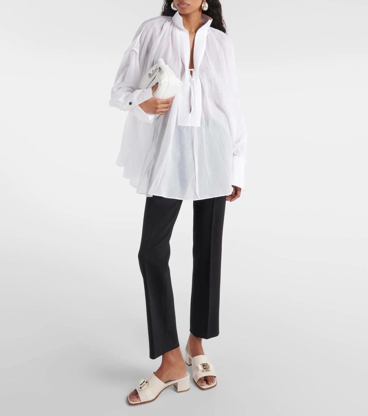 Salvatore Ferragamo o1s1rm0526 Zelie Nappa Leather Mules in Off-White Size US 11 / IT 41 - 3 Thumbnail