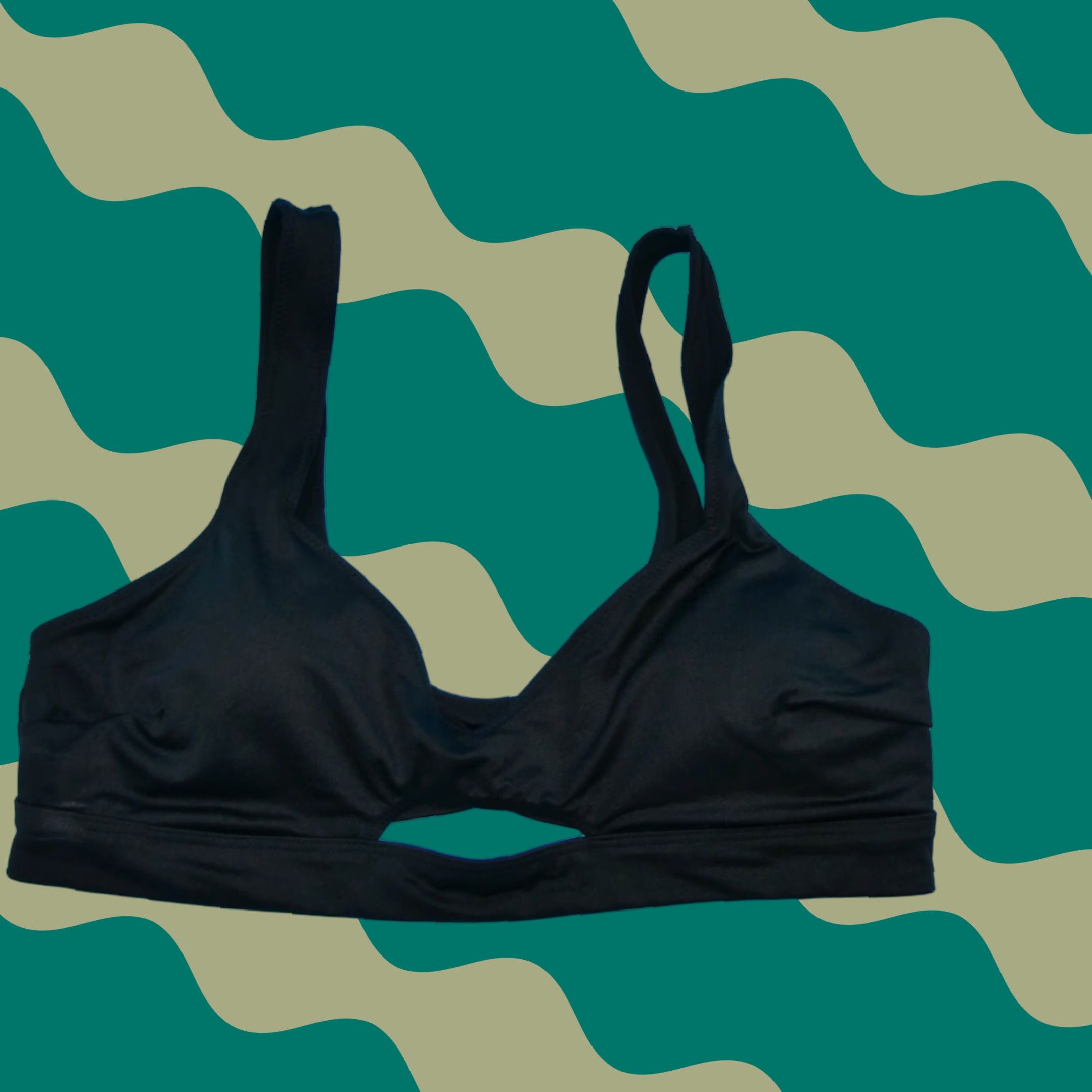 Victoria's Secret Bikini Top Large Black Peek A Boo Cutout Pullover VS Swim New Womens
