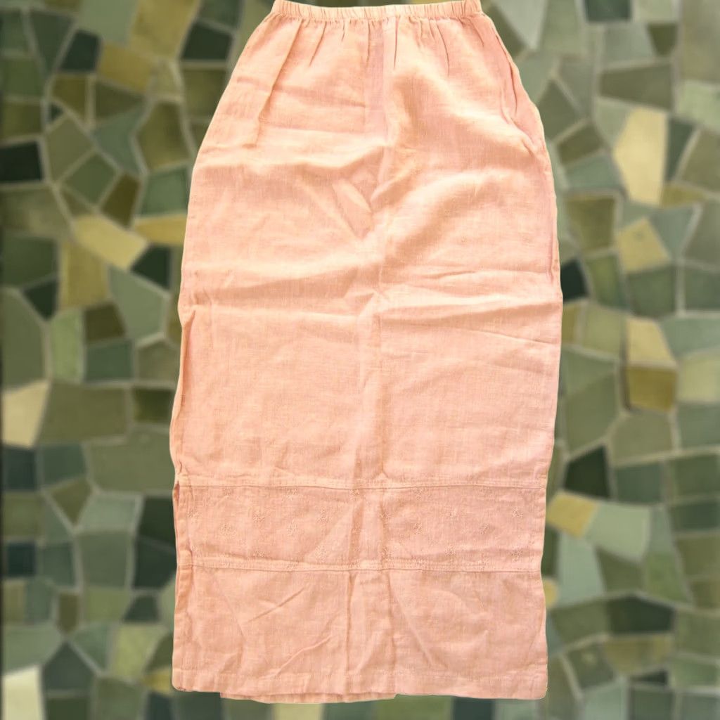 Pinko VINTAGE CLIO Pink Skirt Women XS 100% Linen Elastic Waist Straight Pencil Long Solid Linen Women's Skirt Size XS Pink Vintage CLIO - Size 26" / US 2 / IT 38 - 1 Thumbnail