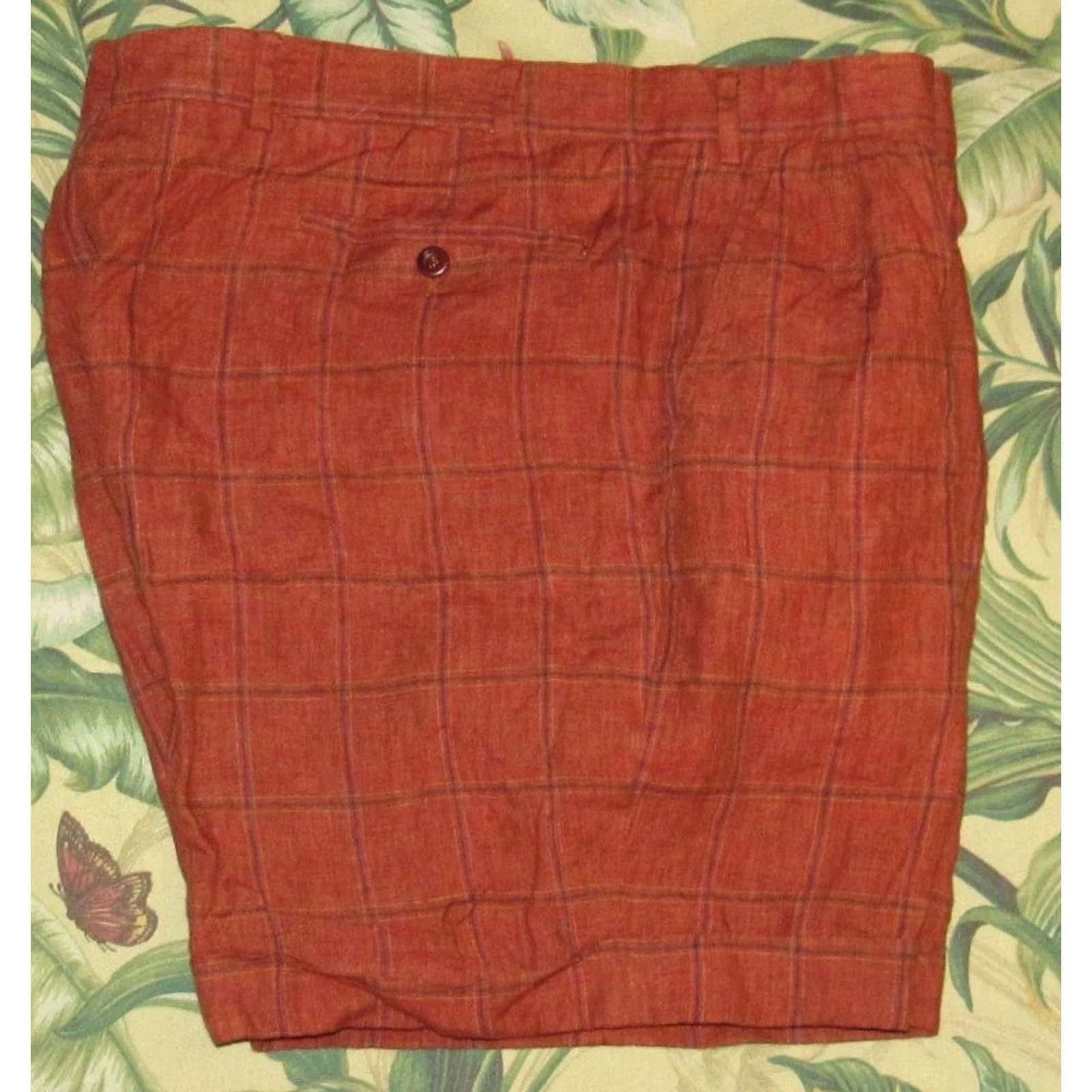 Vintage MABITEX Rust Linen Windowpane Pleated 6" Chino Shorts 38 Mens Regular Rust Linen Windowpane Chino Shorts 38 Mens Size US 38 / EU 54 - 2 Thumbnail