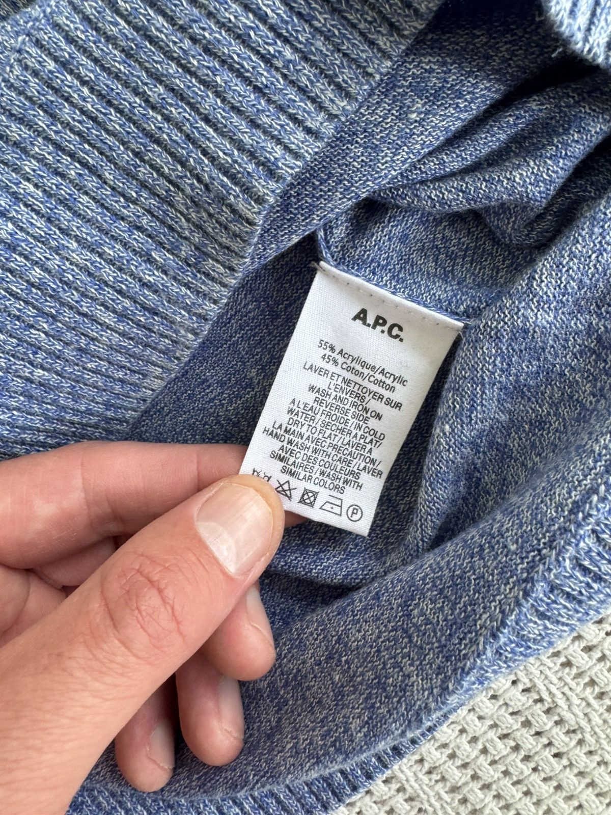 A.P.C. A.P.C Men’s Pullover (L) (Blue/White) Size US L / EU 52-54 / 3 - 3 Thumbnail