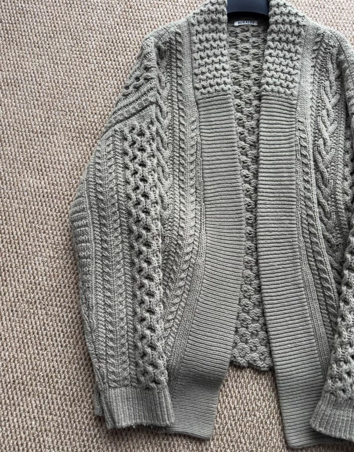 Auralee AURALEE Melange Wool Cable Knit CCardiga K23 Size US L / EU 52-54 / 3 - 3 Thumbnail