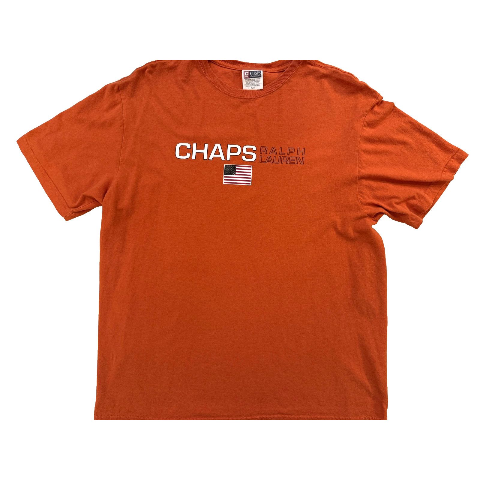 Chaps Chaps Ralph Lauren TShirt Mens LG Orange USA Flag VTG Y2K Size US L / EU 52-54 / 3 - 1 Thumbnail