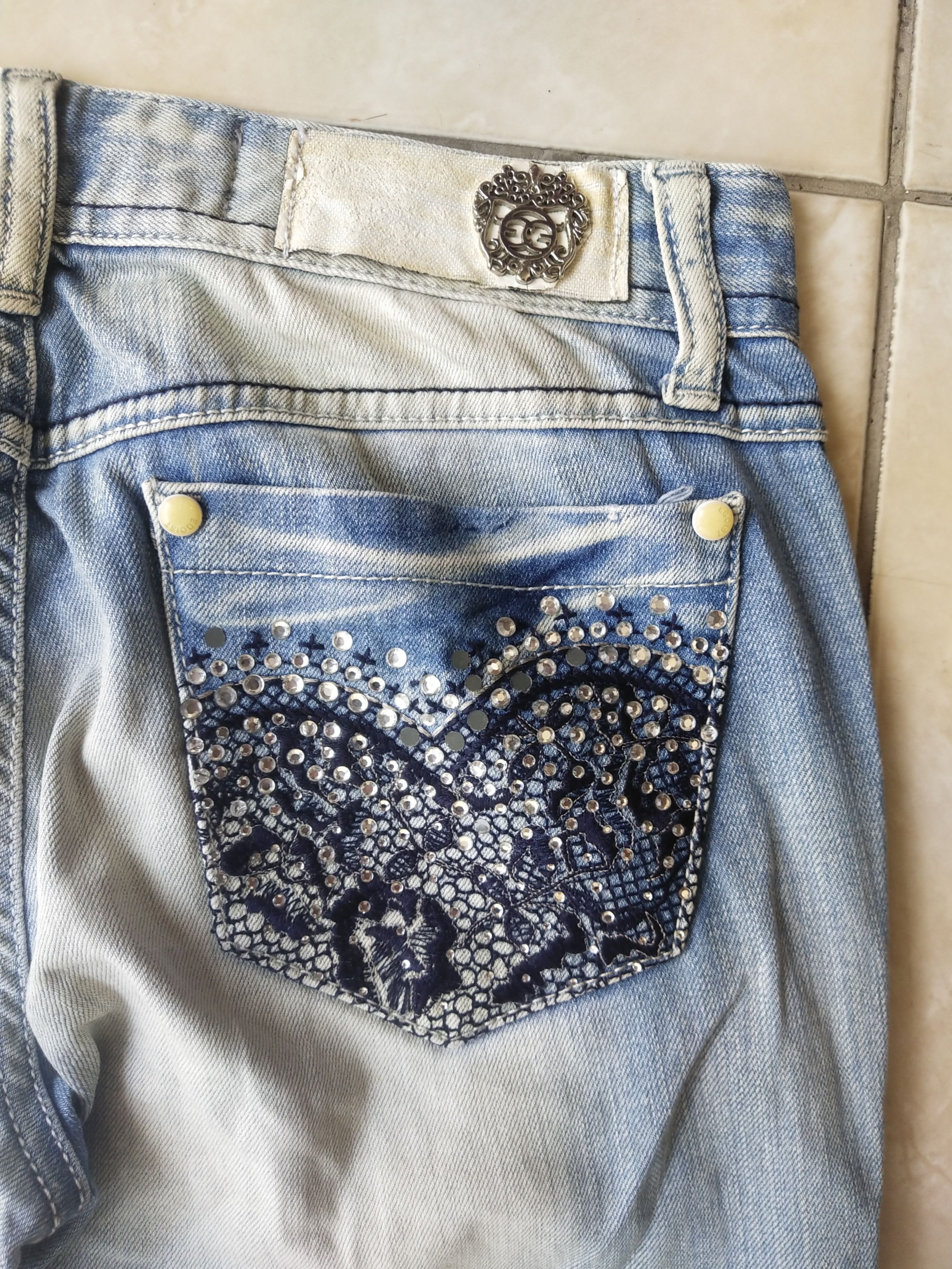 Hysteric Glamour EGOIST Luxury Jeans Rhinestone Embroidered Back Pocket Denim Size 29" - 4 Thumbnail