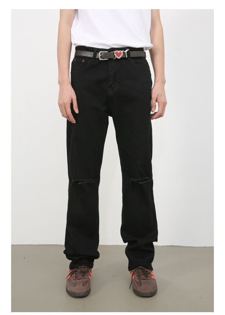 Japanese Brand × Jean Men's black high street stretch slim fit ripped jeans Size US 32 / EU 48 - 1 Thumbnail