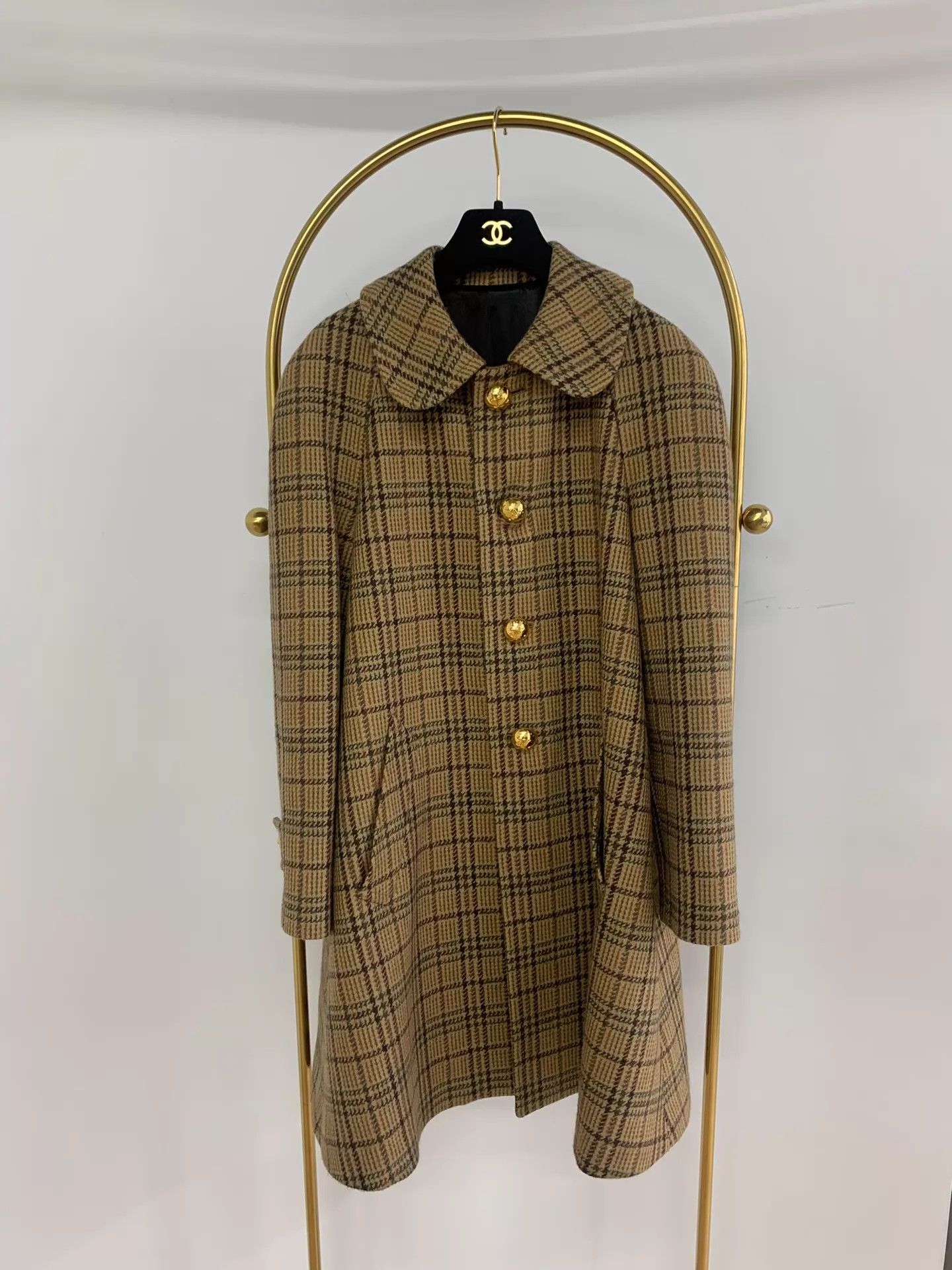 Celine Celine Wool Check Overcoat 38 Like New Size XS / US 0-2 / IT 36-38 - 1 Thumbnail
