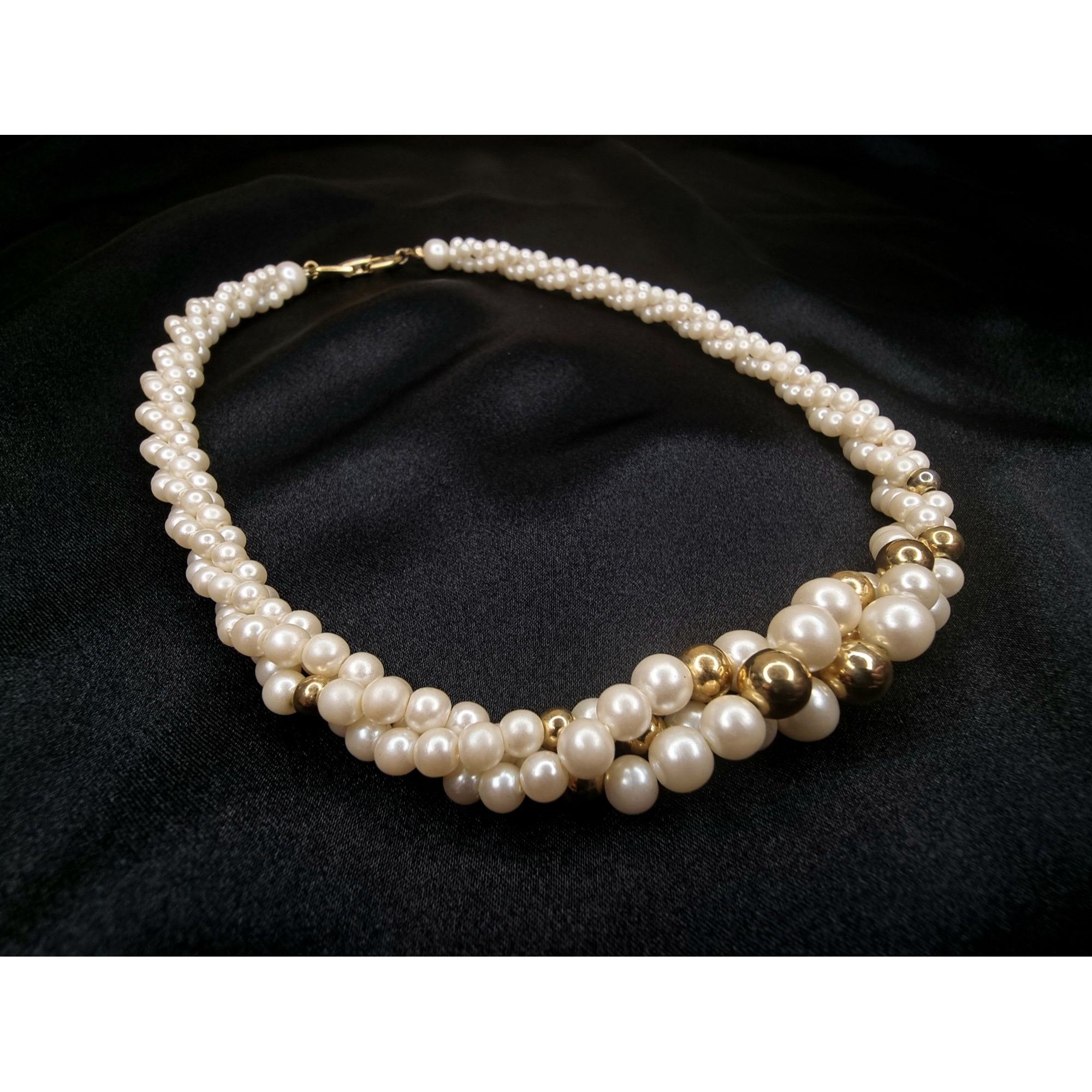 Vintage Vintage Napier Double-Strand Faux Pearl & Gold-Tone Beaded N Size ONE SIZE - 4 Thumbnail