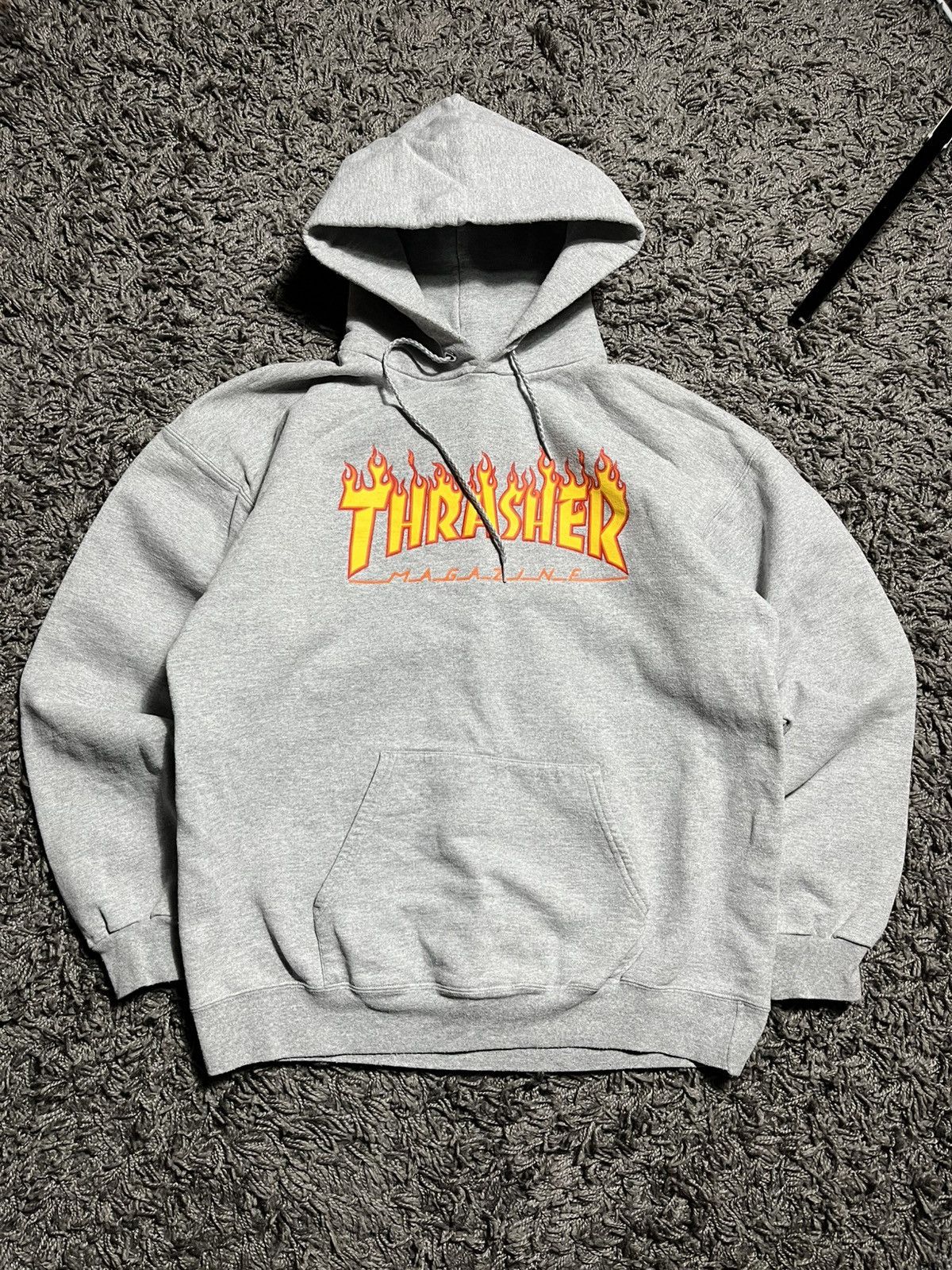 Thrasher THRASHER Y2K FLAME LOGO GREY COTTON FADED HOODIE Size US M / EU 48-50 / 2 - 1 Thumbnail
