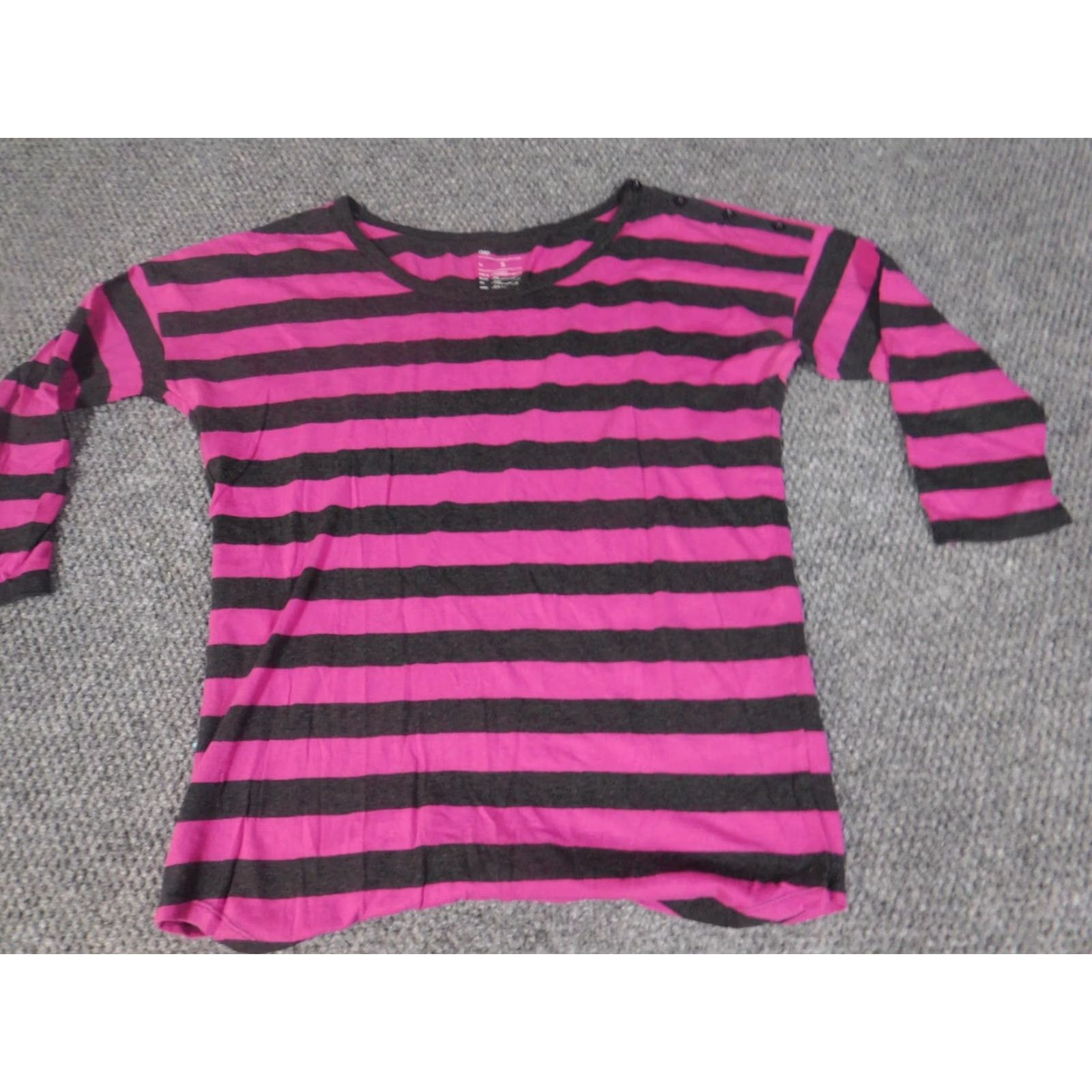Gap Gap Blouse Women Small Purple Striped Crew Neck Stretch 100% Cotton Casual Shirt S Regular Womens Classics Size S / US 4 / IT 40 - 3 Thumbnail