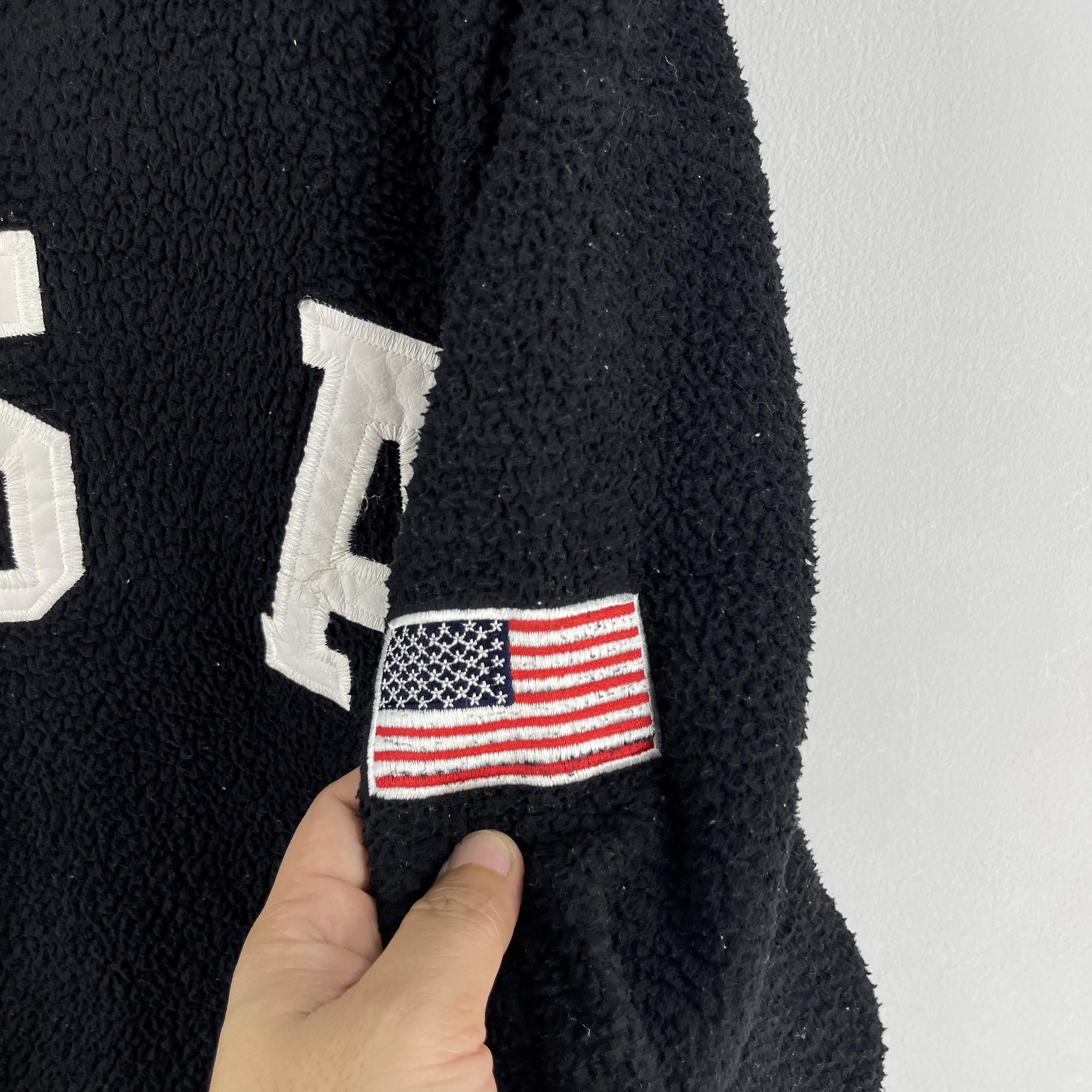 Vintage Vintage 90's USA Spellout Embroidery Sherpa Fleece Jacket Size US L / EU 52-54 / 3 - 3 Thumbnail