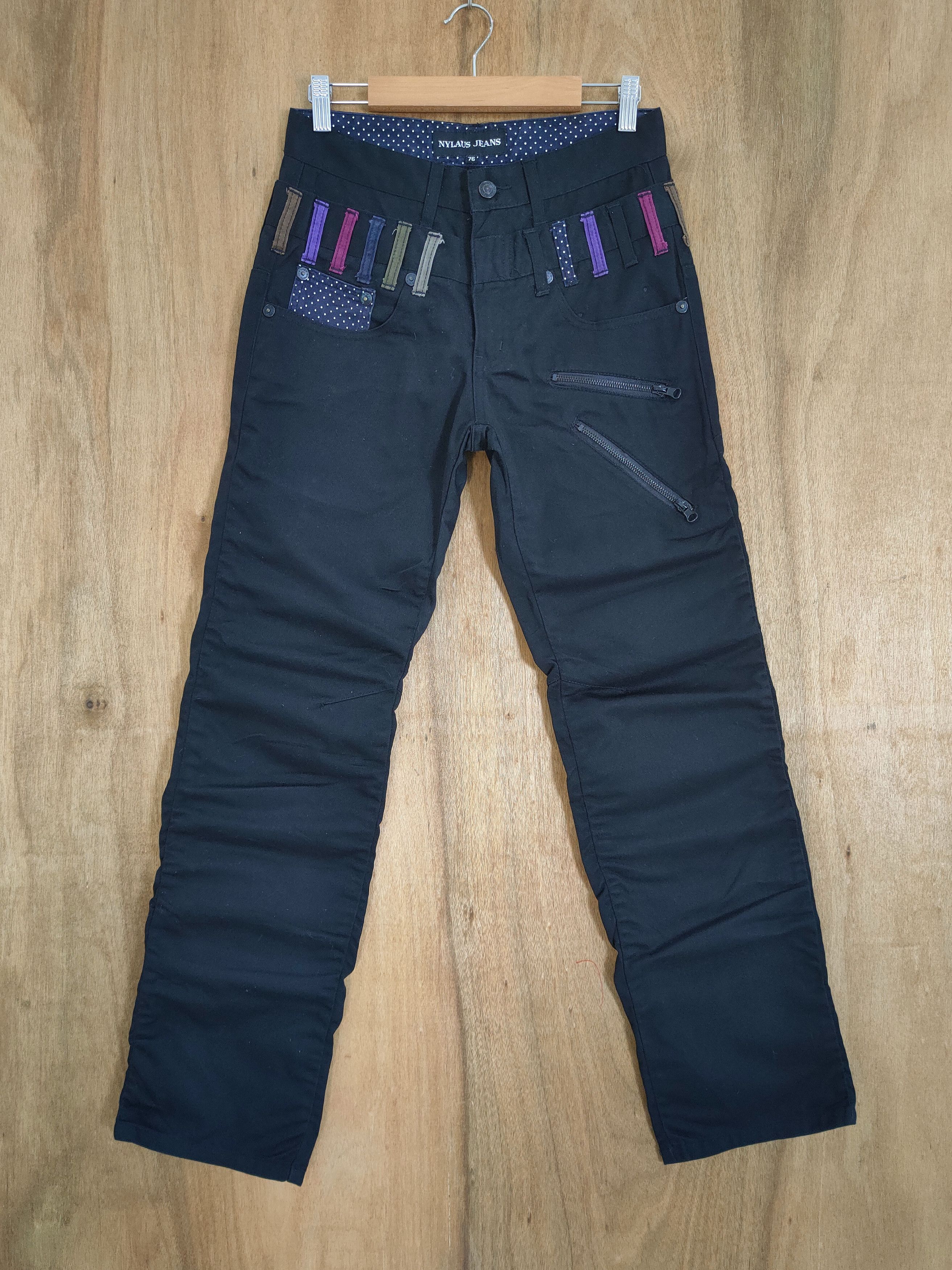 image of Vintage Nylaus Double Waist Black Multipocket Pants, Men's (Size 29)