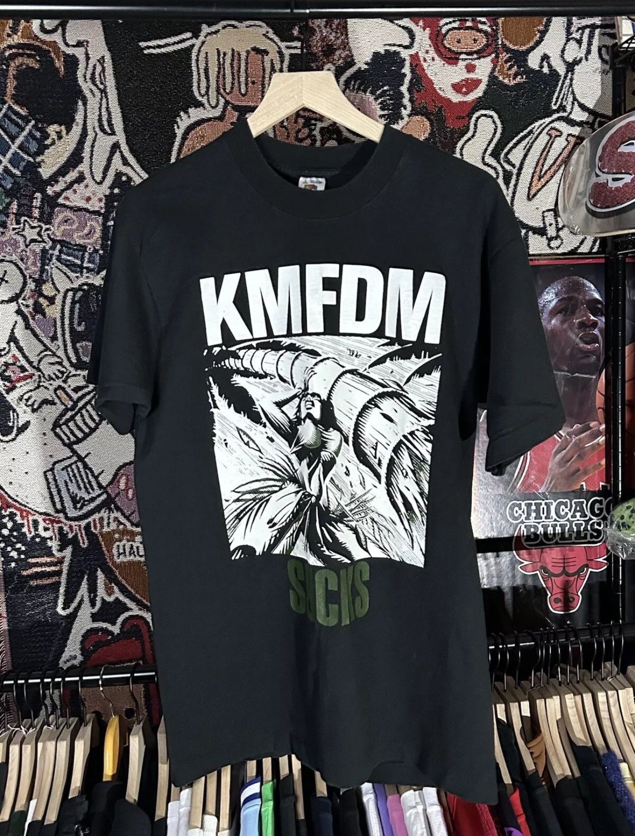 #90年物 KMFDM MONEY Tシャツ 黒色 90年物 KMFDM MONEY Tシャツ 黒色