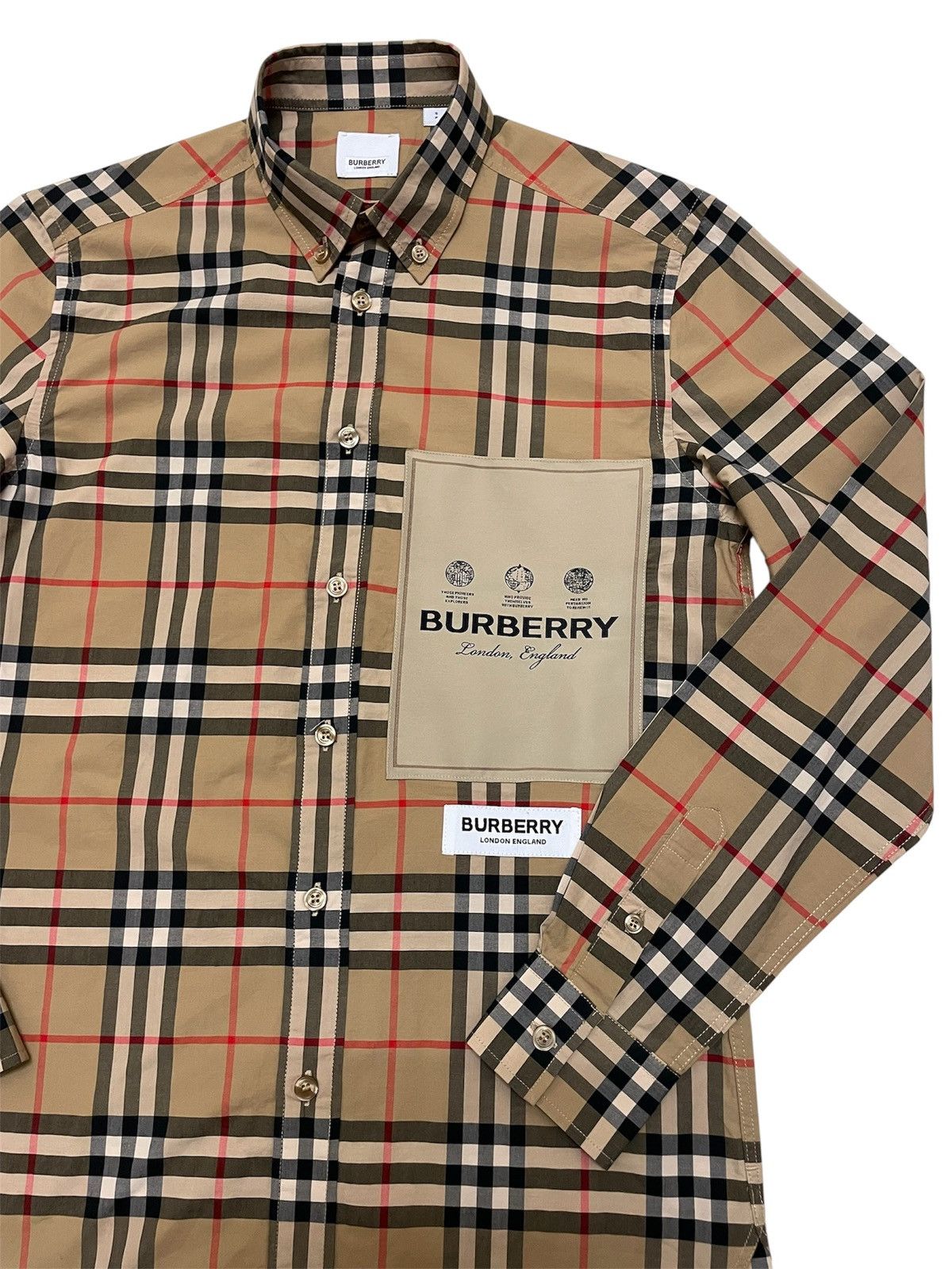 Burberry Burberry Label Applique Check Poplin Shirt Size US S / EU 44-46 / 1 - 3 Thumbnail