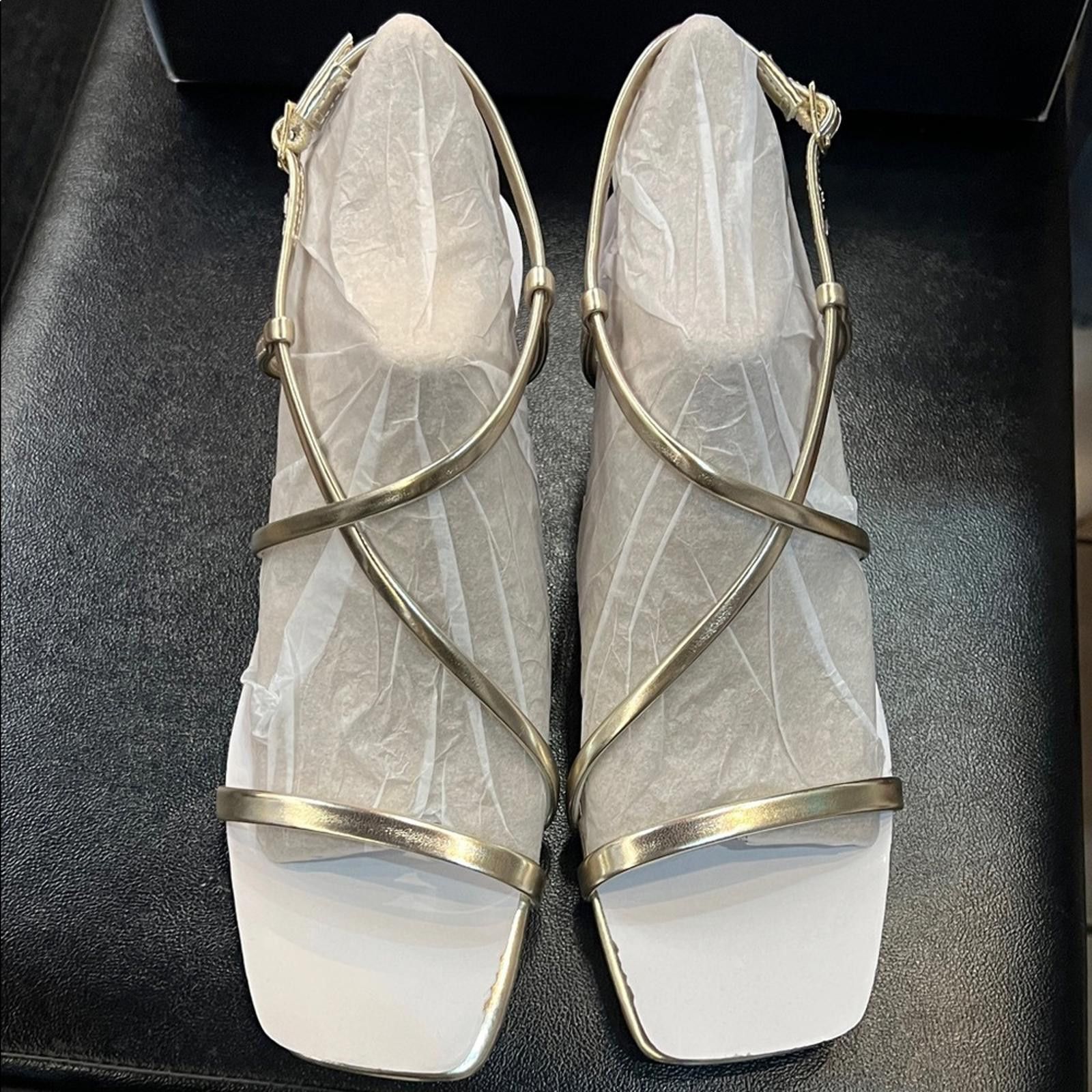 Nine West Nine West Metallic Gold Strappy Sandals Size US 8.5 / IT 38.5 - 5 Thumbnail