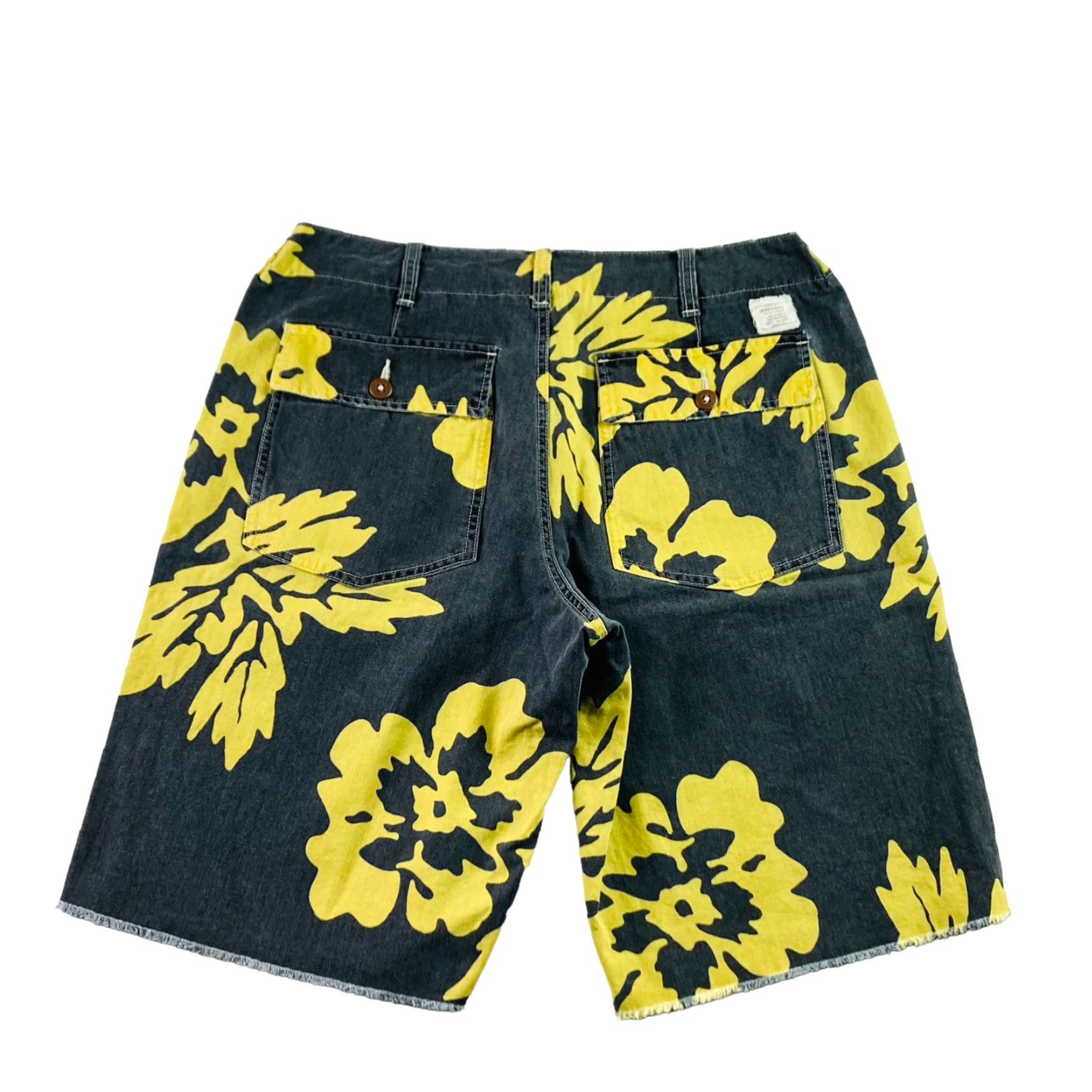 Denim & Supply Ralph Lauren Men's Shorts Bermuda Black Floral Hawaiian 33 Inseam 11 Cotton Denim