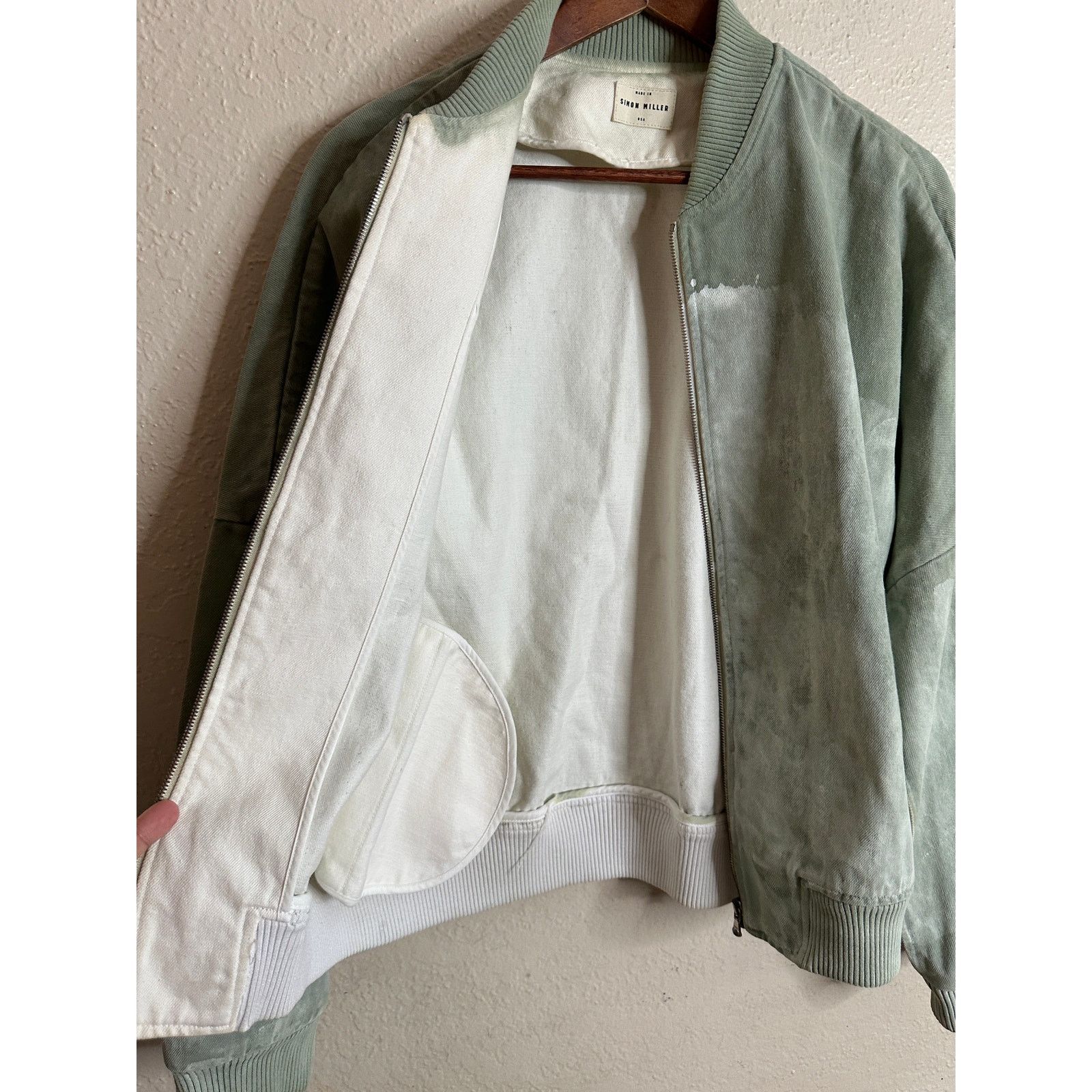 Simon Miller Simon Miller Stone Washed Sage Green Bomber Denim Jacket Size US M / EU 48-50 / 2 - 9 Thumbnail
