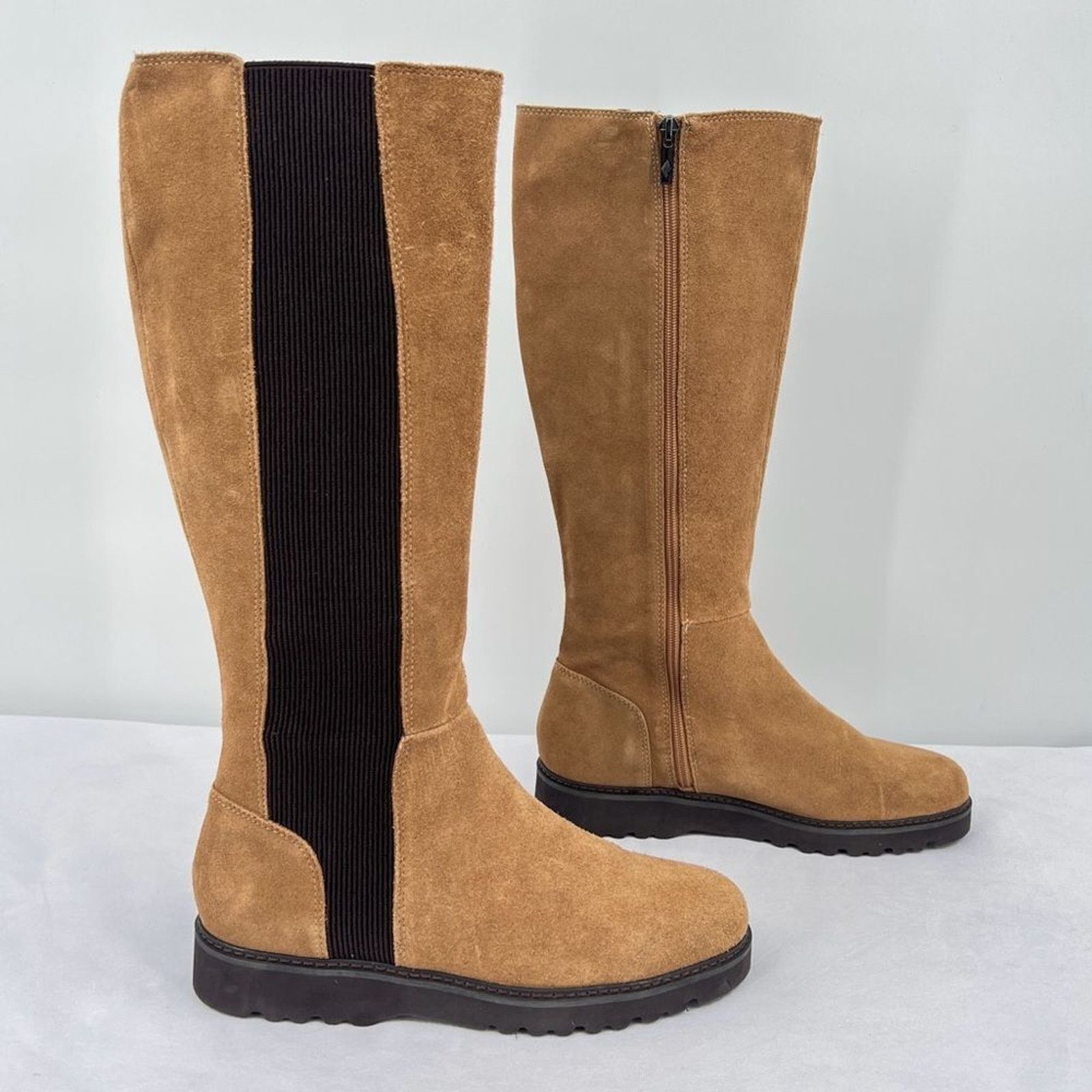 Donald Pliner Donald Pliner Codie Carmel Suede Stretch Zip Knee High Boots Size US 8.5 / IT 38.5 - 2 Thumbnail