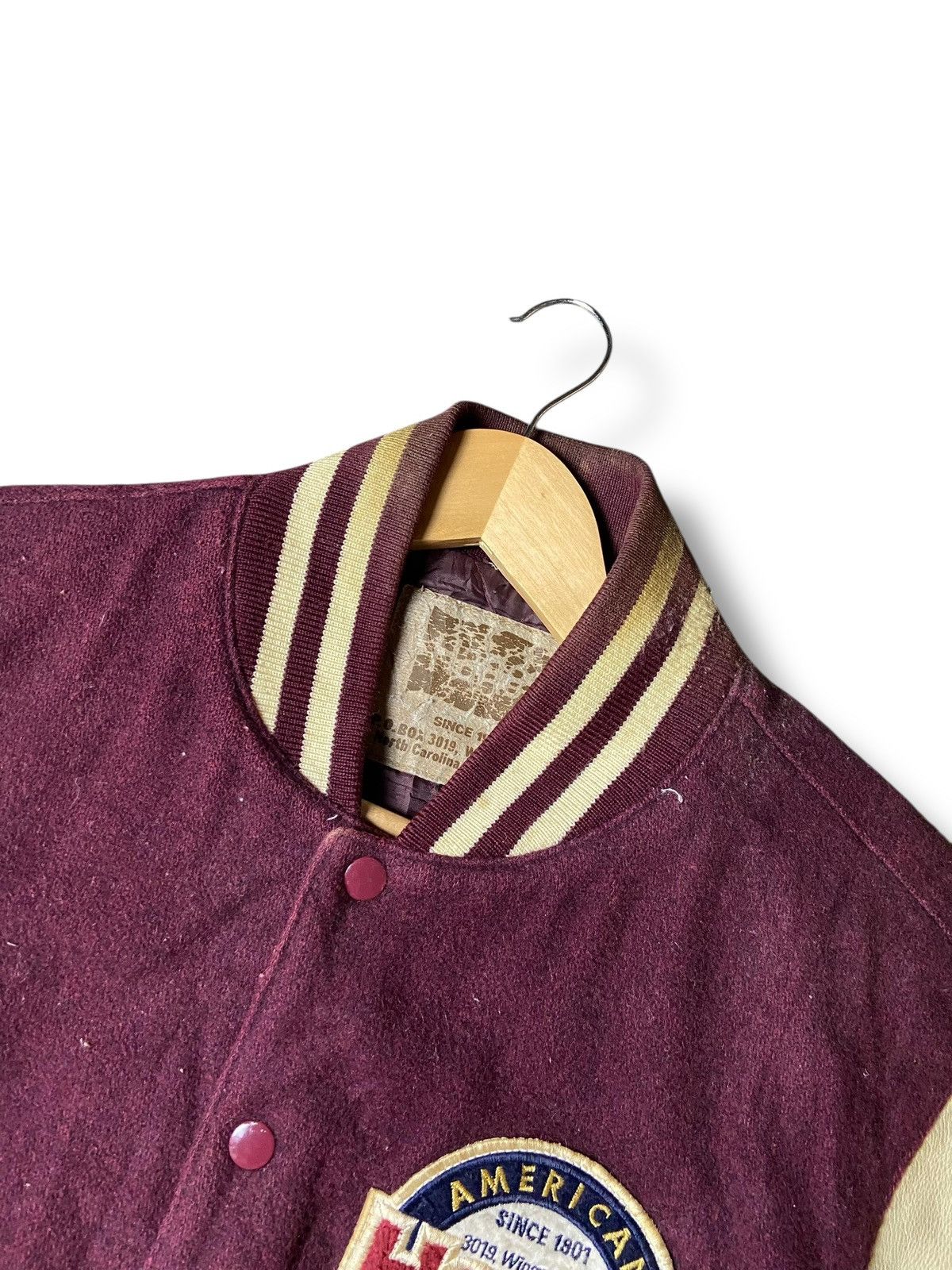 Hanes Hanes American Spirit Leather Sleeve Varsity Jacket (147) Size US S / EU 44-46 / 1 - 7 Thumbnail