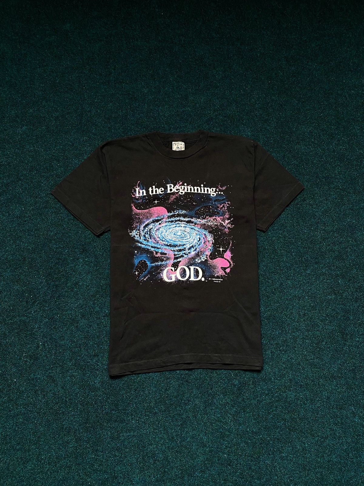Vintage In the Beginning God shirt 90s Single Stitch Rare