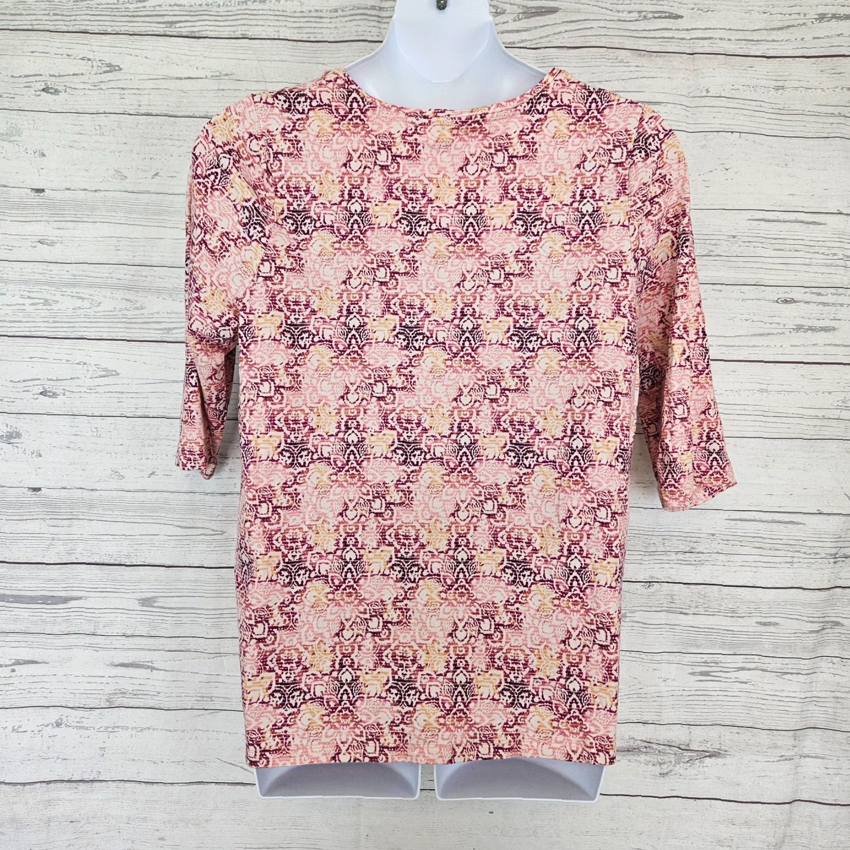 Vintage Catherines Womens Printed Top Sz 0X Pink 3/4 Sleeve Cotton Blend Size XL / US 12-14 / IT 48-50 - 3 Thumbnail