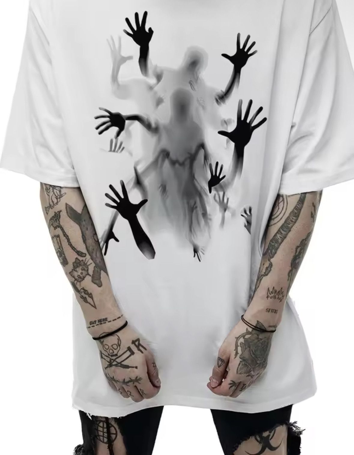 Japanese Brand Gothic 90s Streetwear Horror Ghost Print T-Shirt Punk Tees Size US M / EU 48-50 / 2 - 2 Thumbnail