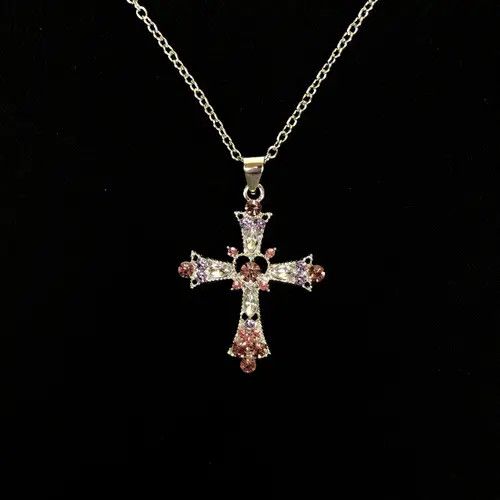 Other Y2K Cross Necklace Punk Gothic Crystal Chain Size ONE SIZE - 1 Thumbnail
