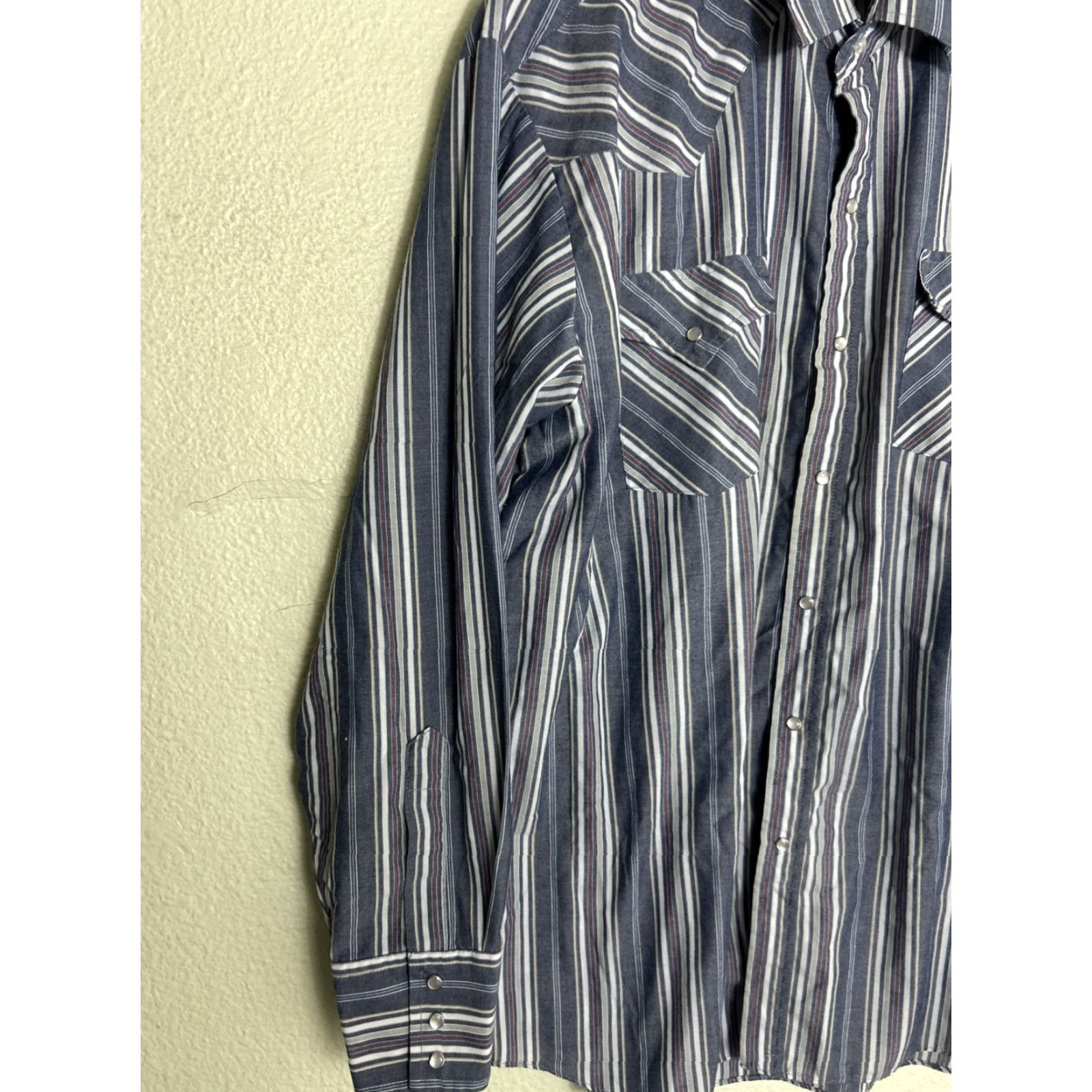 Vintage VINTAGE Ely Cattleman Shirt Long Sleeve Blue Stripe XL Cotton Pearl Snap Mens Size US XL / EU 56 / 4 - 2 Thumbnail