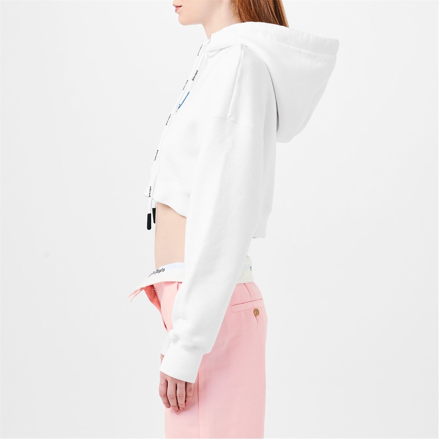 Palm Angels o1g2r1mq0325 Paradse Crop Hoodie in White Size L / US 10 / IT 46 - 4 Thumbnail