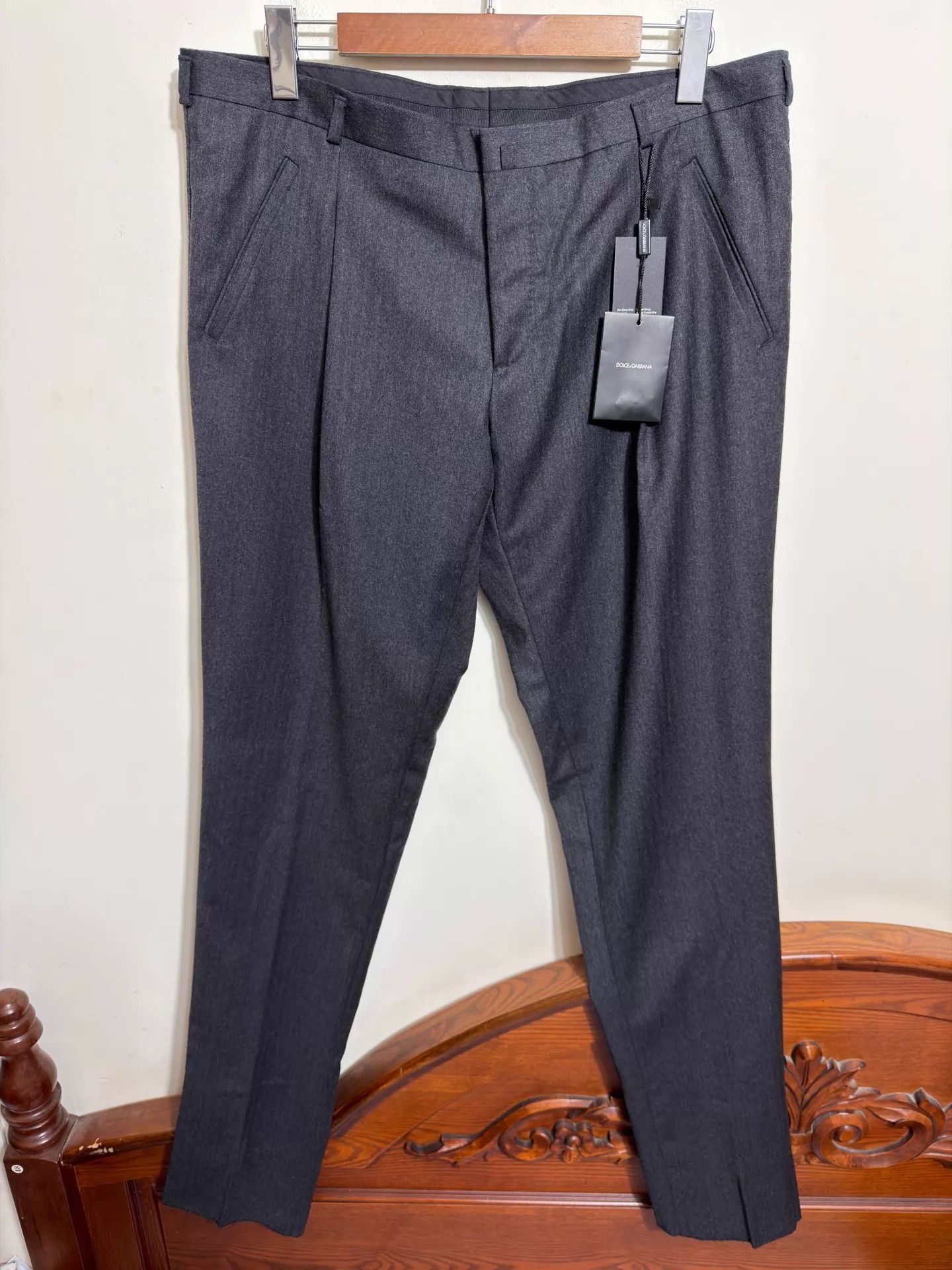 Dolce & Gabbana Dolce&Gabbana Slim Fit Herringbone Wool Trousers 52 Size US 36 / EU 52 - 1 Thumbnail