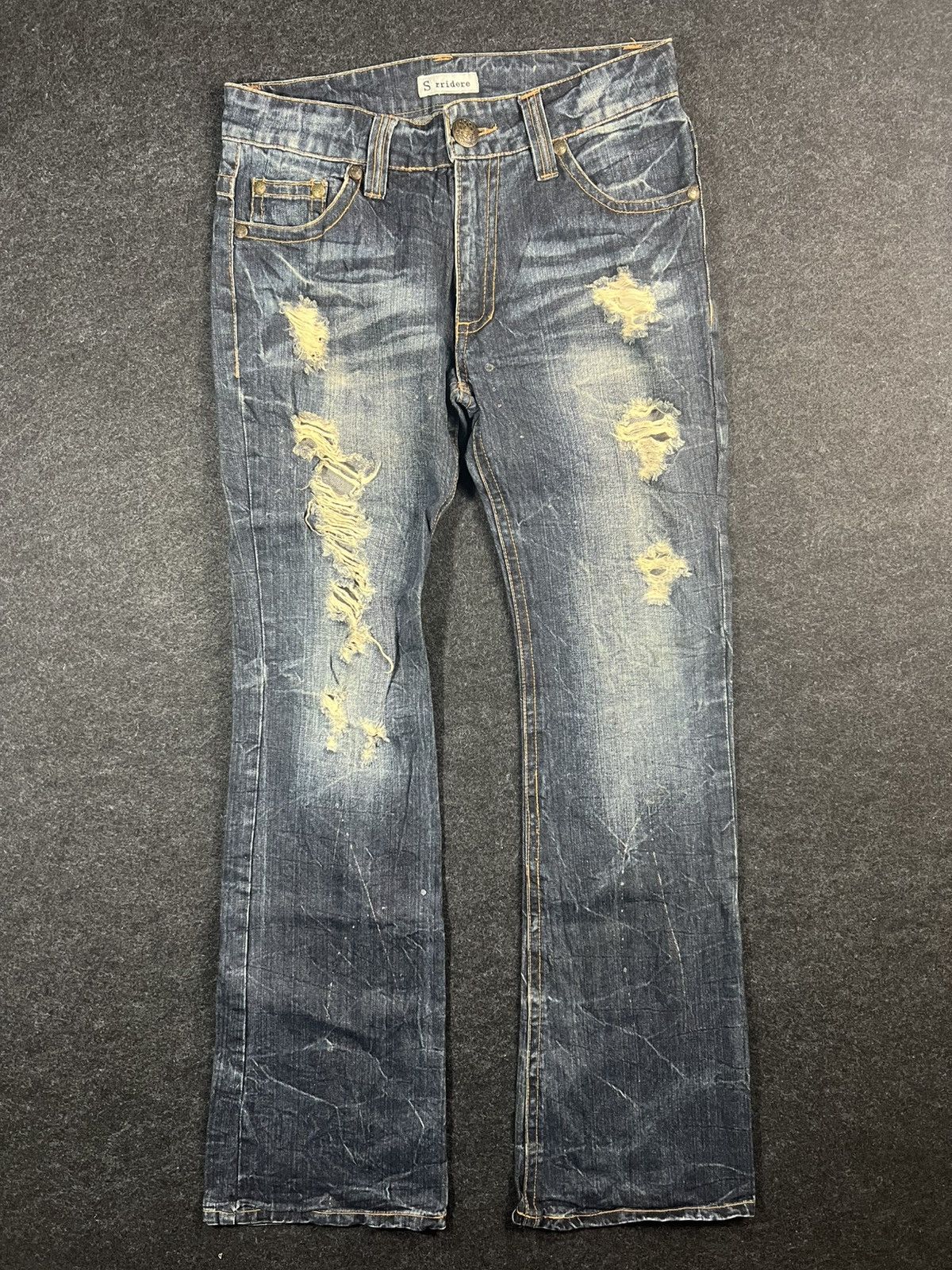 Sorridere Lightning Whiskered Distressed Fade Flare Jeans