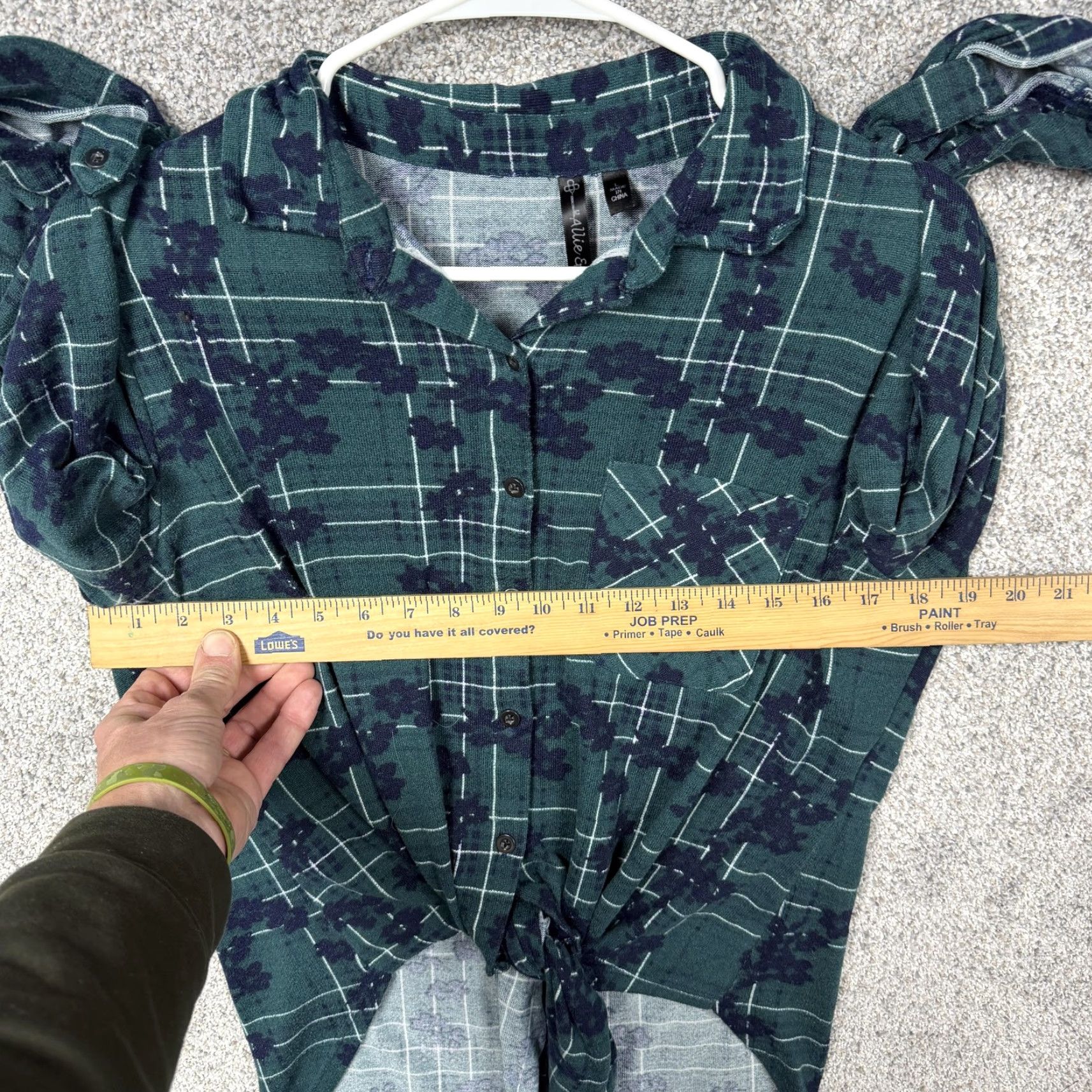 Vintage VINTAGE Y2K Flannel Tie Front Shirt L Plaid Green Women's Button-Up 3/4 Sleeve Casual Fall Winter Size L / US 10 / IT 46 - 4 Thumbnail