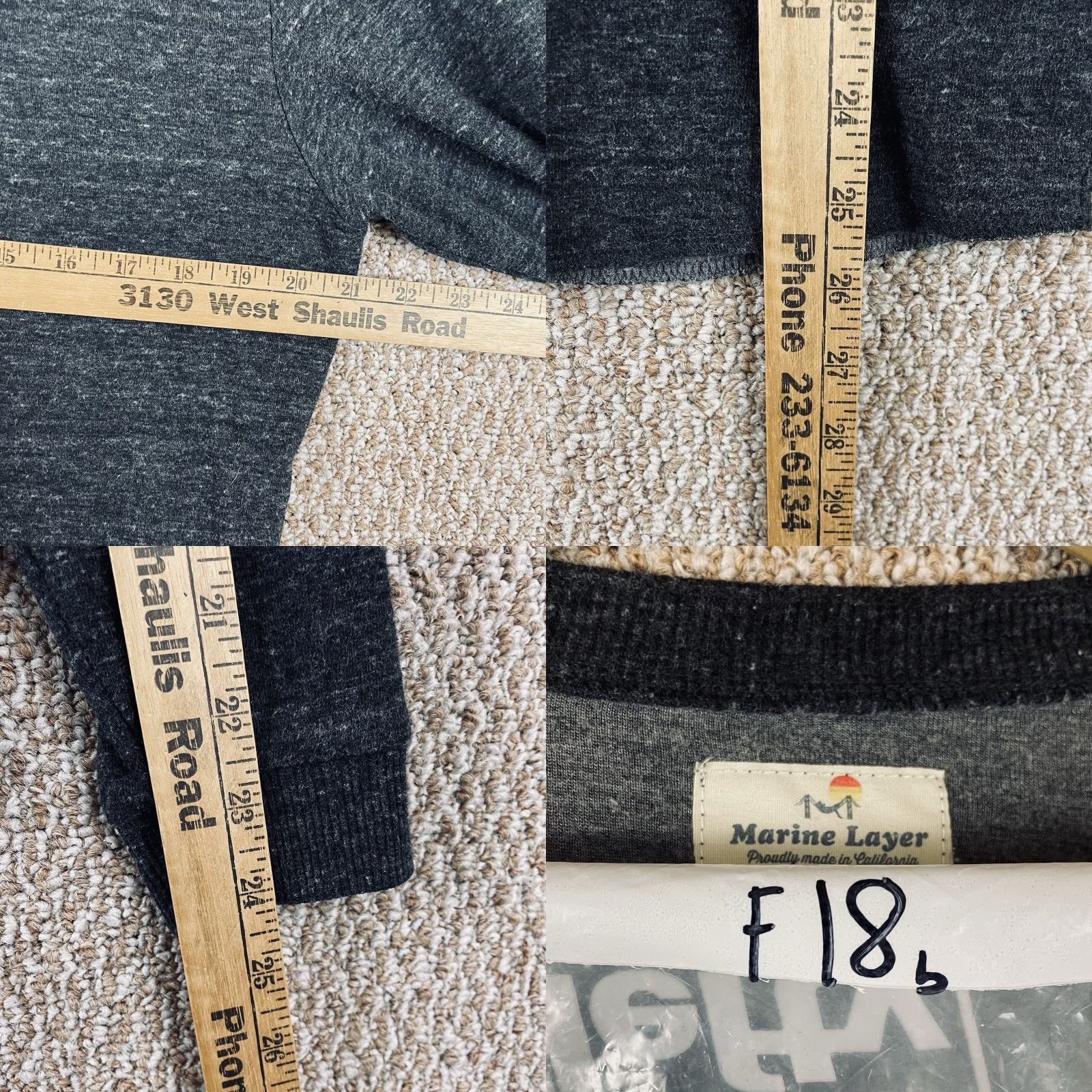 Marine Layer Marine Layer Henley Shirt Mens M/L Charcoal Striped Classic Outdoor Preppy Size US M / EU 48-50 / 2 - 8 Thumbnail