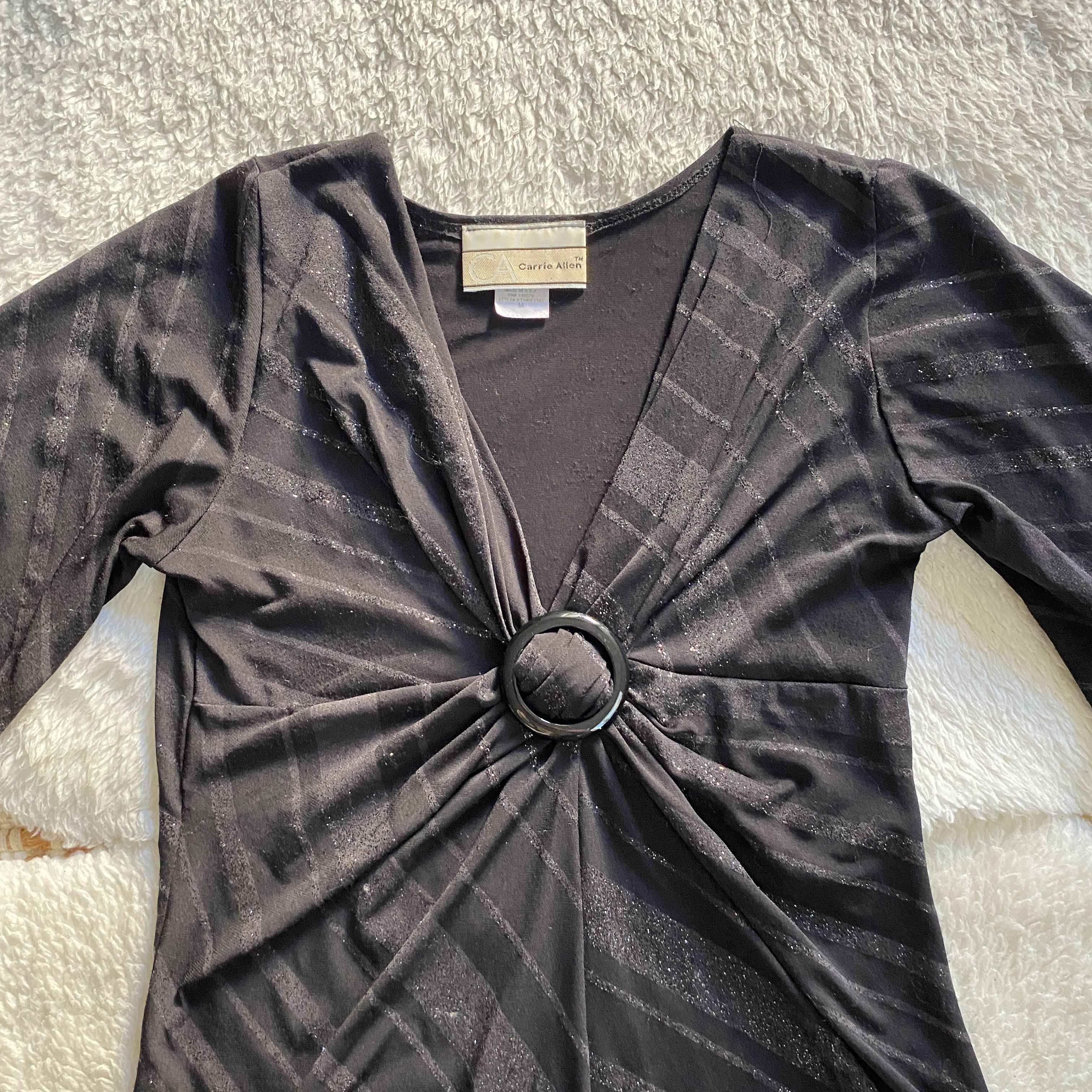 Other Vintage Carrie Allen Women’s Medium Black Glitter Top Size M / US 6-8 / IT 42-44 - 6 Thumbnail
