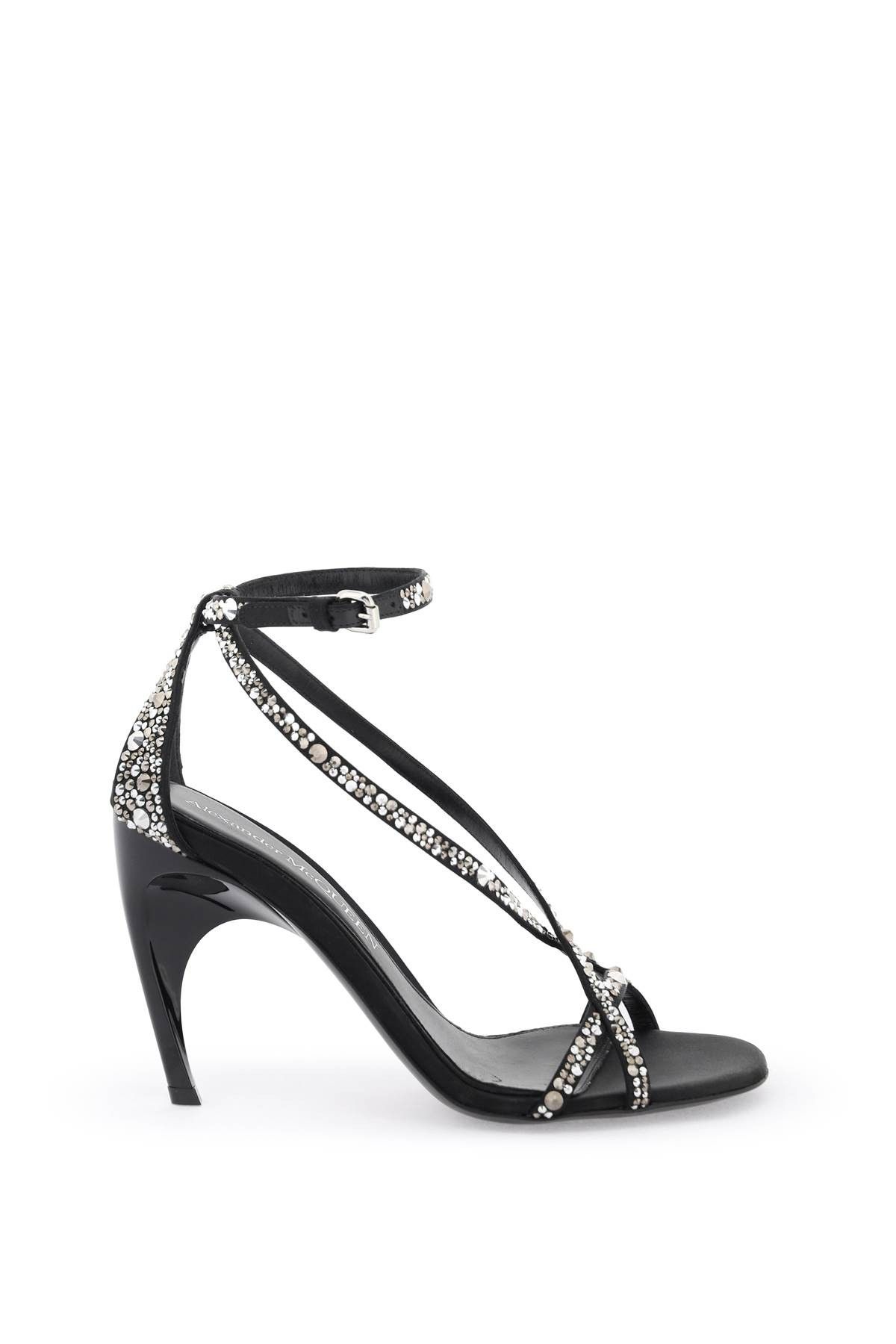 image of Alexander Mcqueen Armadillo Sandals in Black Crystal, Women's (Size 7)