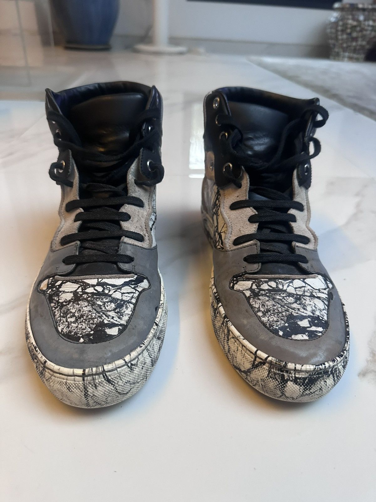Balenciaga Balenciaga High-Top Marble Sneakers Size US 7 / EU 40 - 1 Thumbnail