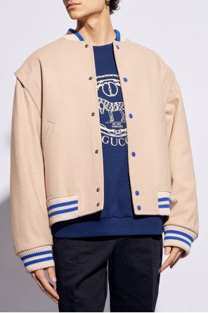 Gucci o1s1wg110125 Wool Bomber Jacket Embroidery in Light Pink Size US XL / EU 56 / 4 - 3 Thumbnail