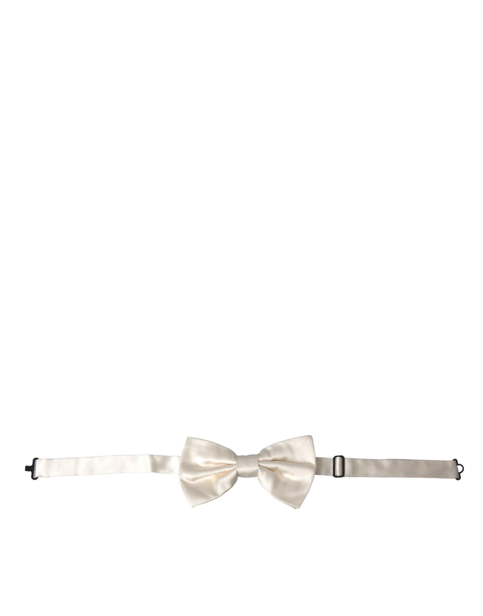 Dolce & Gabbana Off White Silk Adjustable Neck Men Bow Men's Tie Size ONE SIZE - 1 Thumbnail