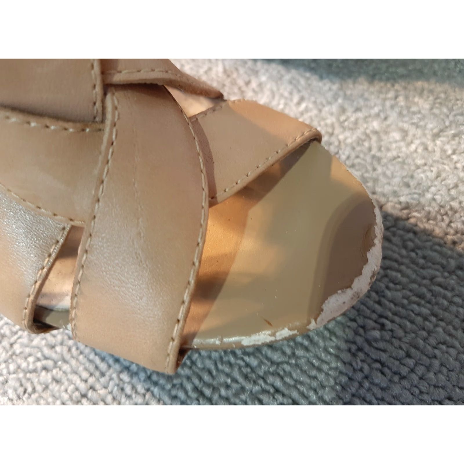 Vintage MRKT Wedge Heel 4" beige Size 7 Women's Platform Open Toe Ankle Strap Casual Charlotte Russe Shoe"} Size US 7 / IT 37 - 3 Thumbnail