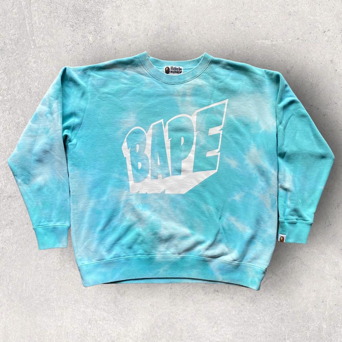 image of Bape Blue Tie Dye Sweater, Men's (Size Medium)