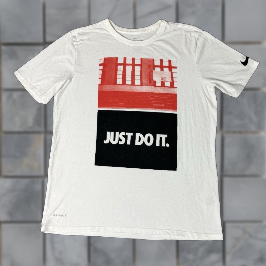 Nike Nike Dri-Fit T Shirt Adult Large White Basketball Court Hoop Ball Just Do It Tee Size US L / EU 52-54 / 3 - 1 Thumbnail