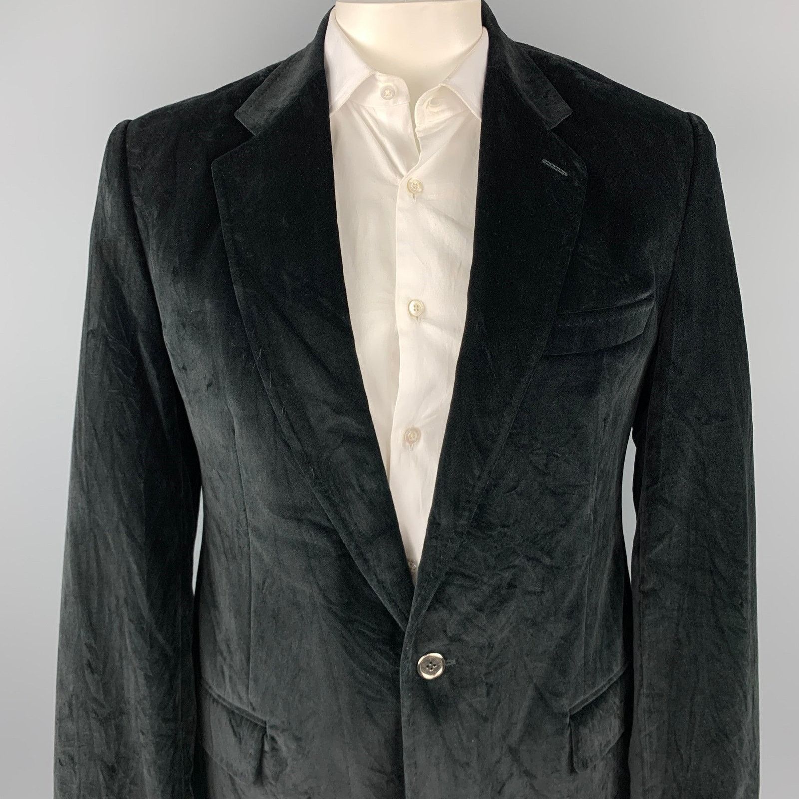 Dolce & Gabbana Size 40 Regular Black Cotton Velvet Sport Coat Size 40R - 2 Thumbnail