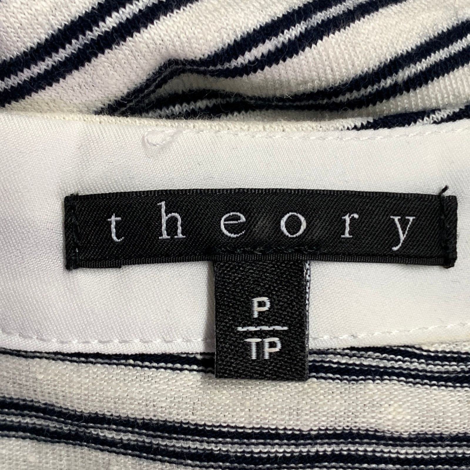 Theory THEORY Adiany B White Navy Linen Cotton Stripe T-Shirt Dress Size S / US 4 / IT 40 - 8 Thumbnail