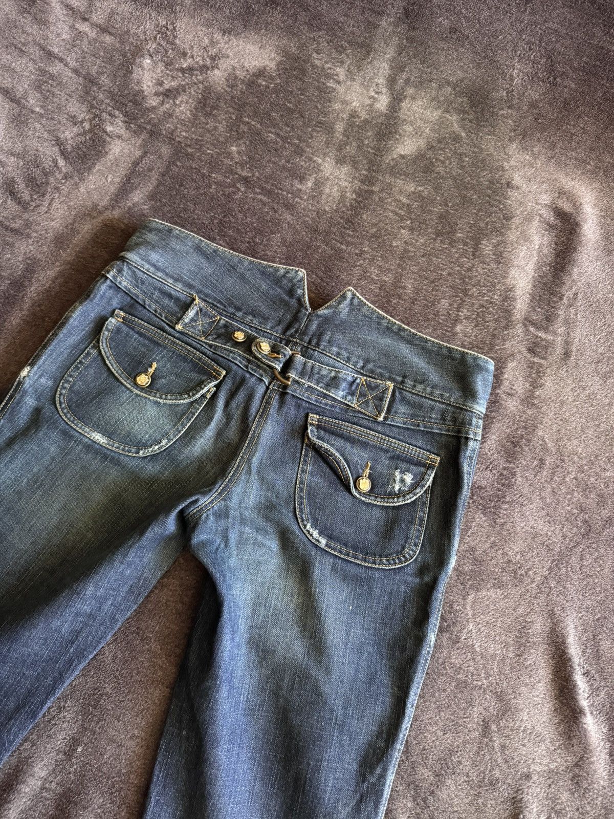 Dolce & Gabbana Vintage Navy Military Style Button Front Denim Jeans Size 27" / US 4 / IT 40 - 14 Thumbnail