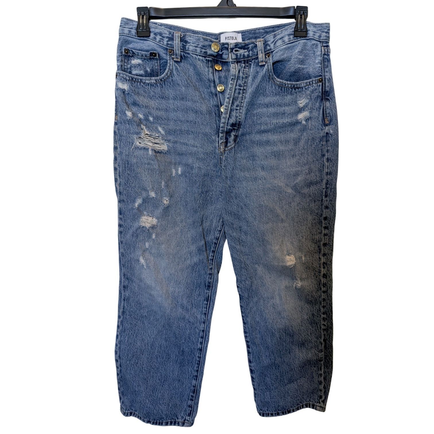 Pistola Pistola Cassie High Rise Straight Crop Distressed Jeans Size 31" - 5 Thumbnail