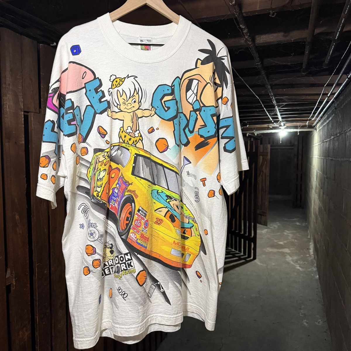 Vintage 1996 Cartoon Network NASCAR Steve Grissom Tee XL Size US XL / EU 56 / 4 - 1 Thumbnail