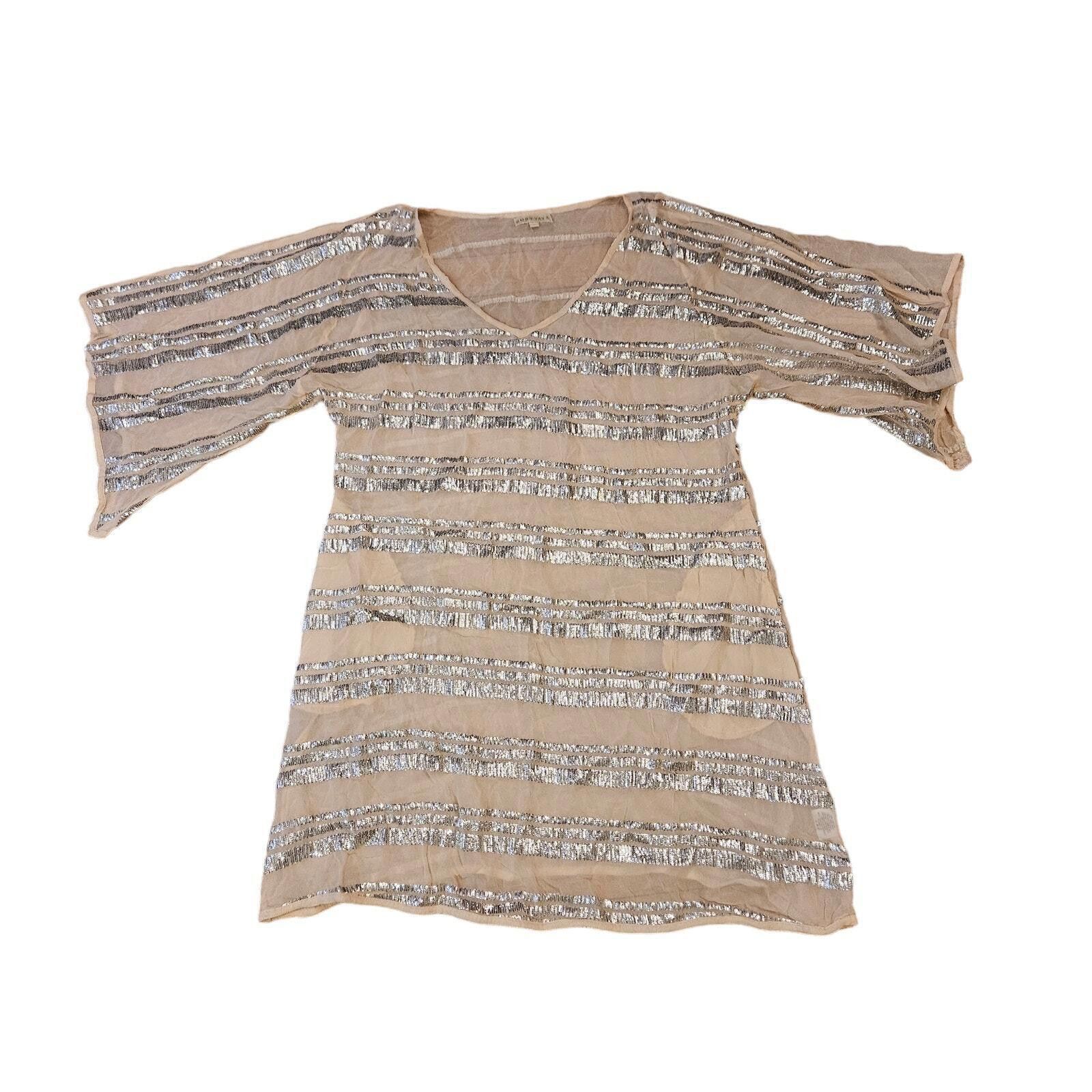 Designer Rubyyaya Striped Pullover Mini Dress Cream Pink Size Large Size L / US 10 / IT 46 - 1 Thumbnail