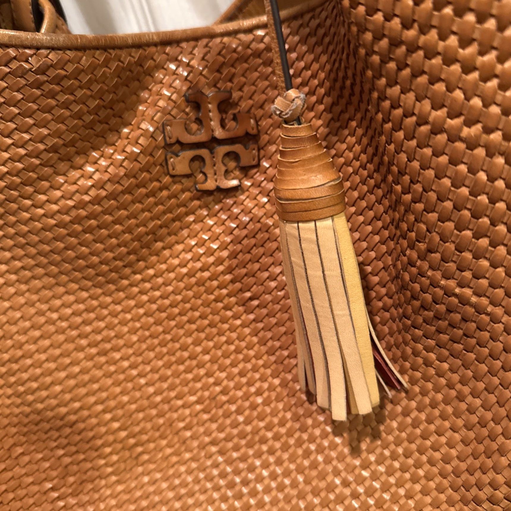 Tory Burch Tory Burch Tote Women Woven Leather Handbag Tan Brown Thea Classic Size ONE SIZE - 3 Thumbnail