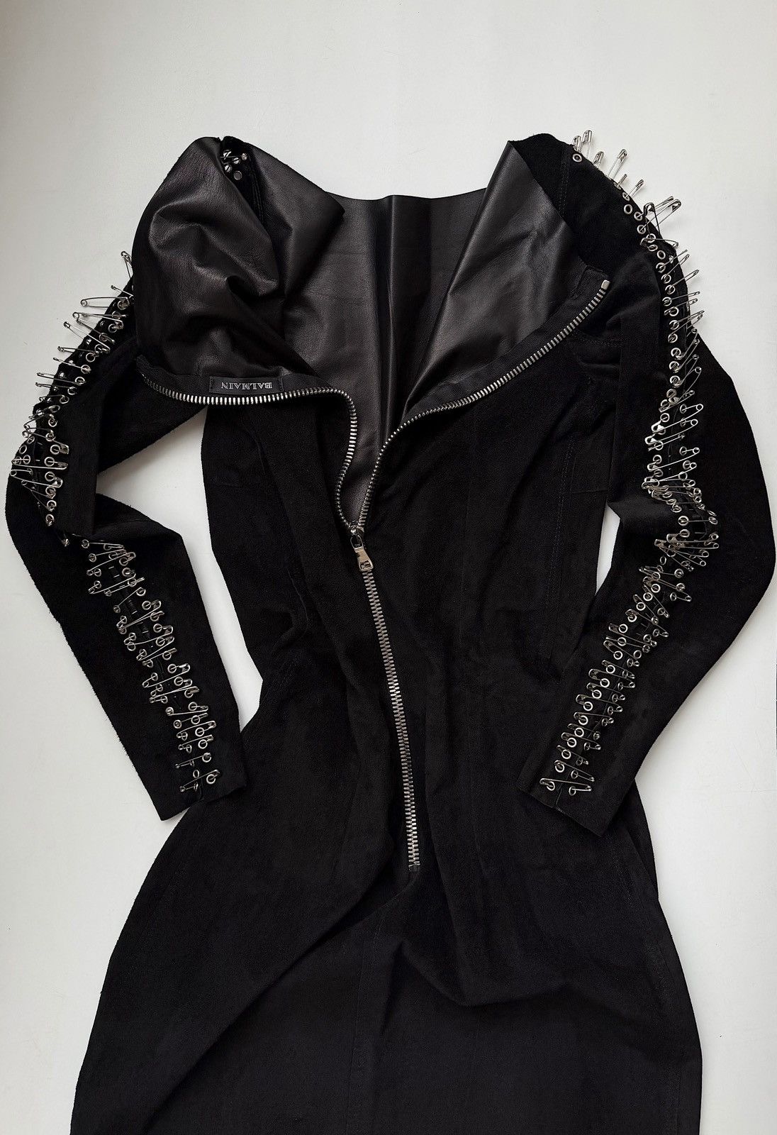 Balmain BALMAIN Decarnin SS2011 Safety Pin Leather Calf Mini Dress Size S / US 4 / IT 40 - 22 Thumbnail